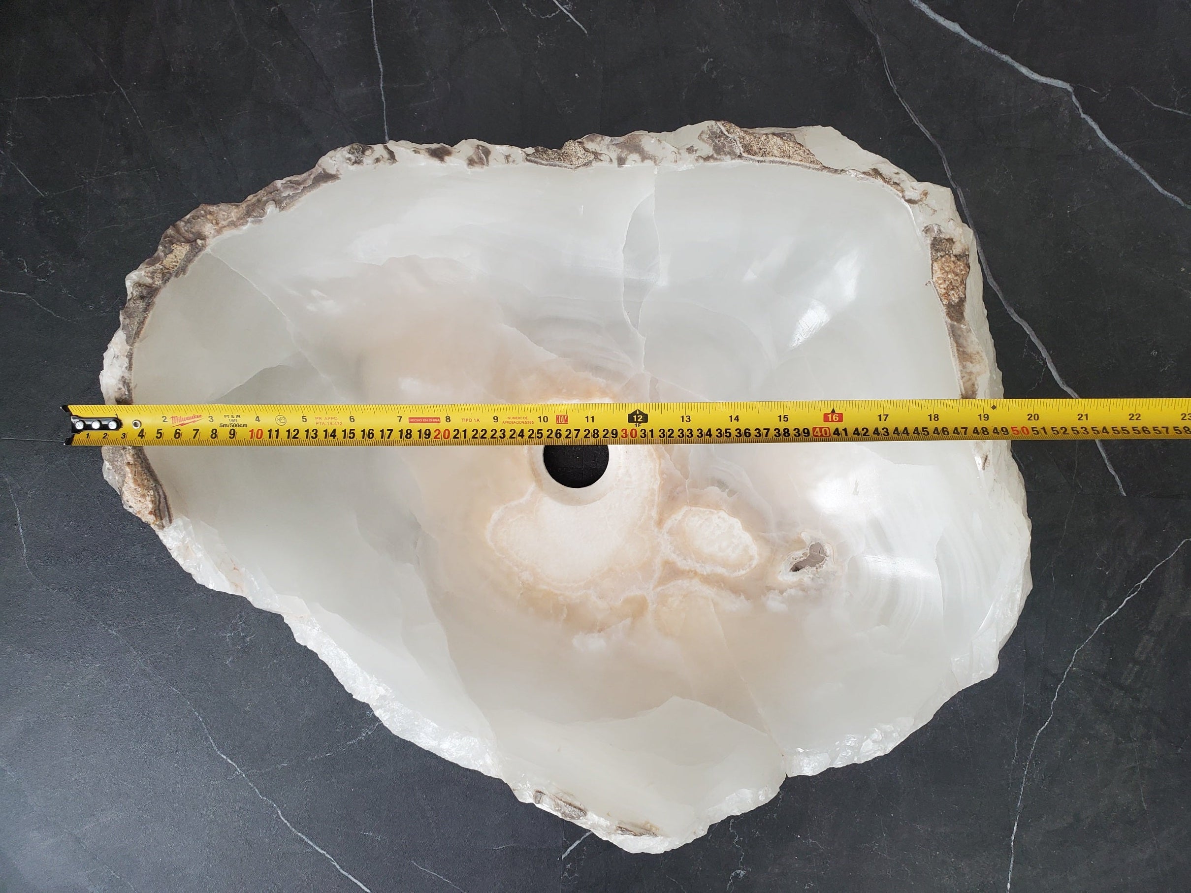 S26_05 Onyx Stone Bathroom Vessel Sink - 19.5 x 15.5 inch