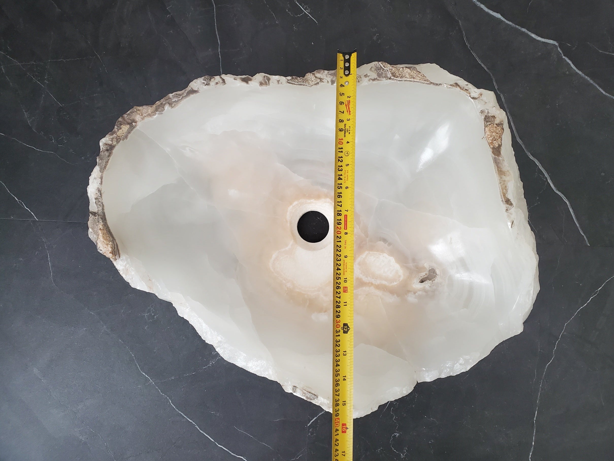 S26_05 Onyx Stone Bathroom Vessel Sink - 19.5 x 15.5 inch