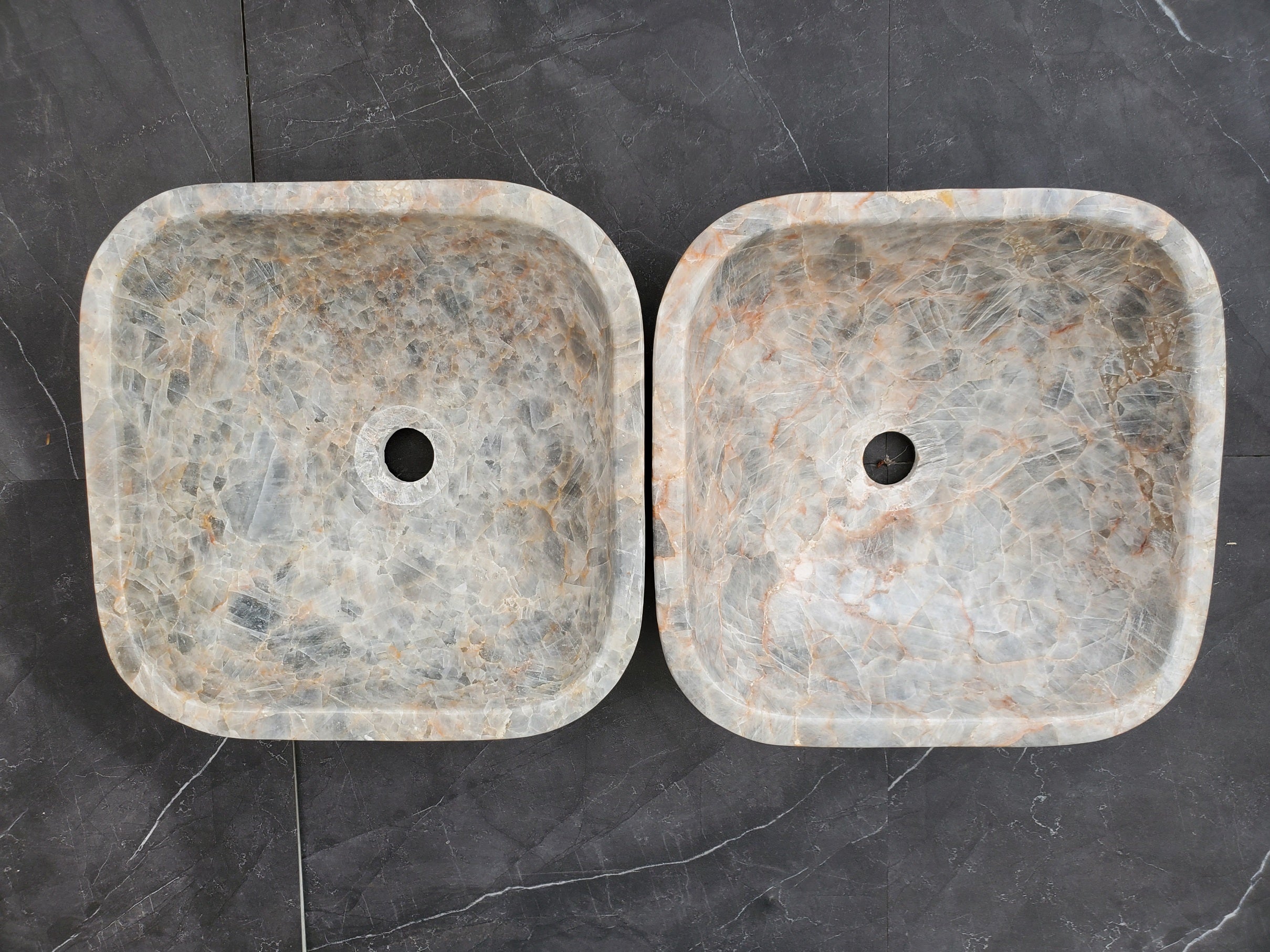 SET3402 Fluorite Stone Master Bath Set of 2 (Two) Vessel Sinks