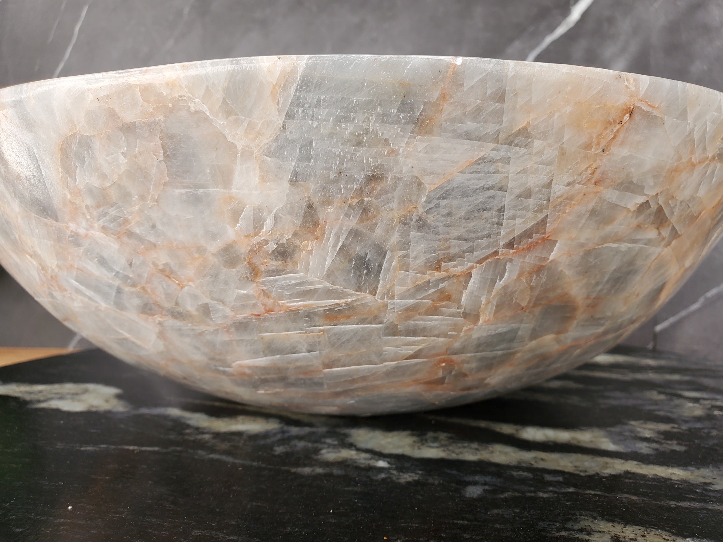 S34_12 Fluorite Stone Round Vessel Sink - 15.5 x 15.5 inch