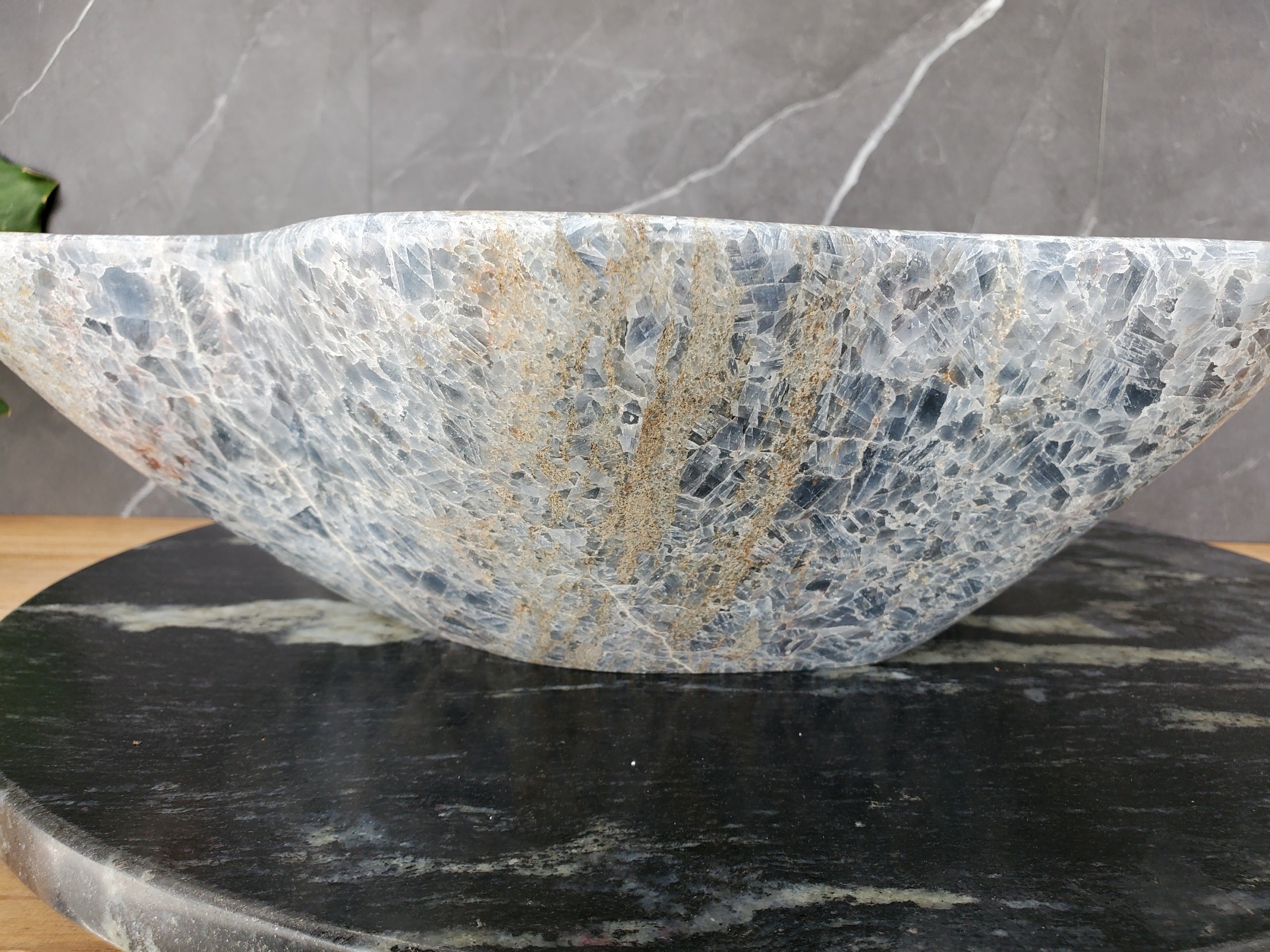 S34_13 Fluorite Wavy Stone Vessel Sink - 15.5 x 15.5 inch
