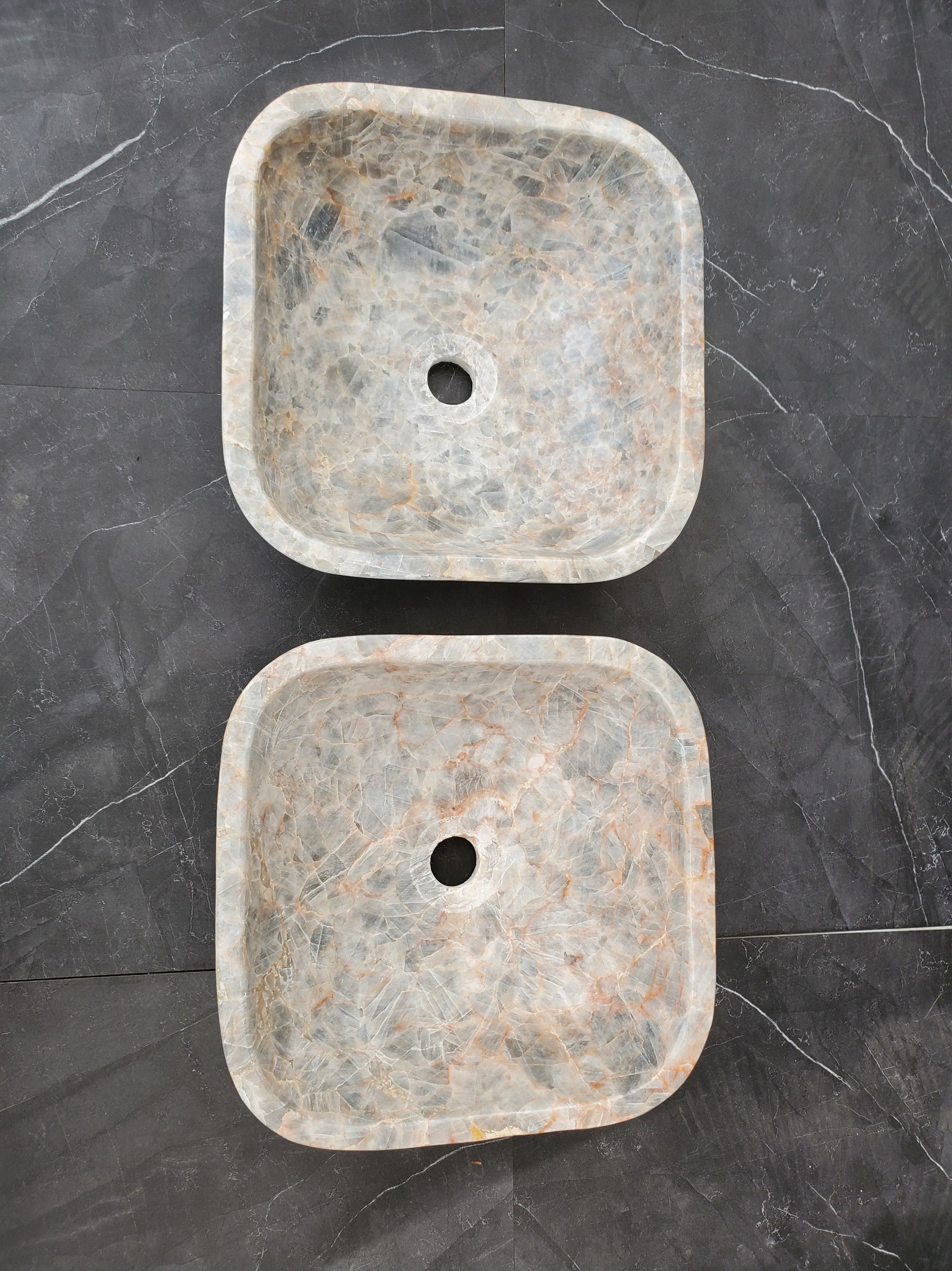 SET3402 Fluorite Stone Master Bath Set of 2 (Two) Vessel Sinks