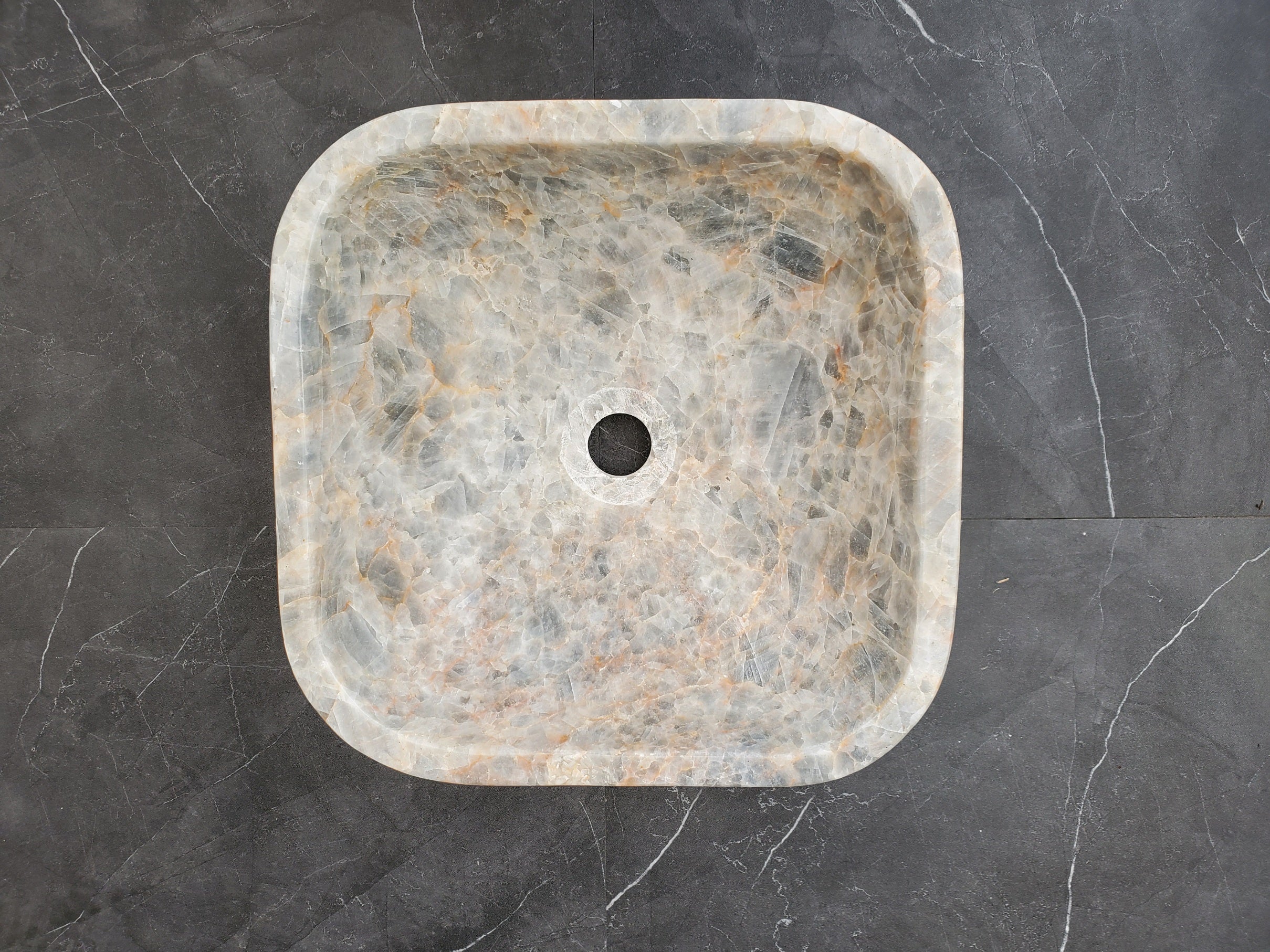 S34_11 Fluorite Stone Vessel Sink -13.7 x 13.7 inch