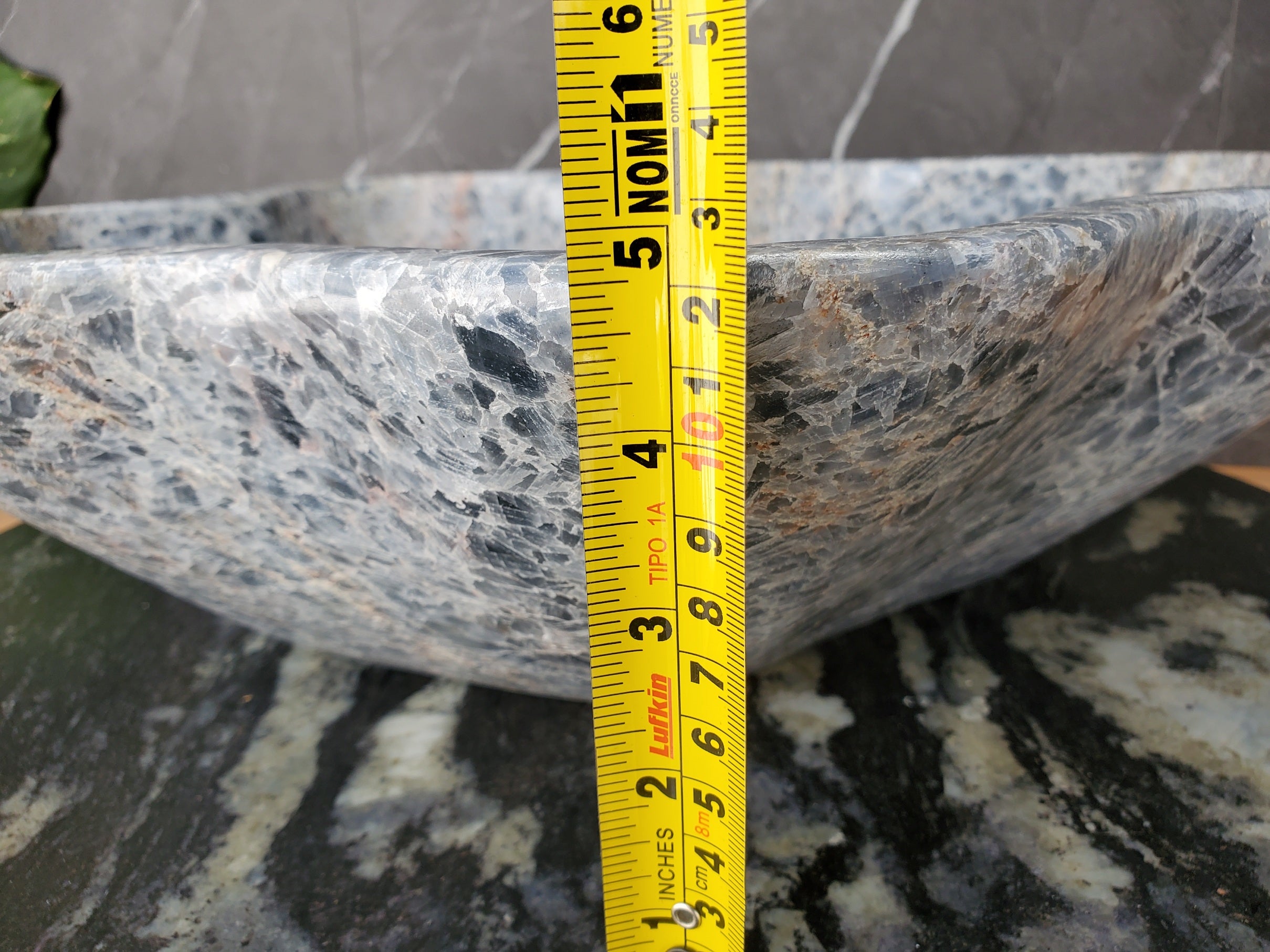 S34_13 Fluorite Wavy Stone Vessel Sink - 15.5 x 15.5 inch
