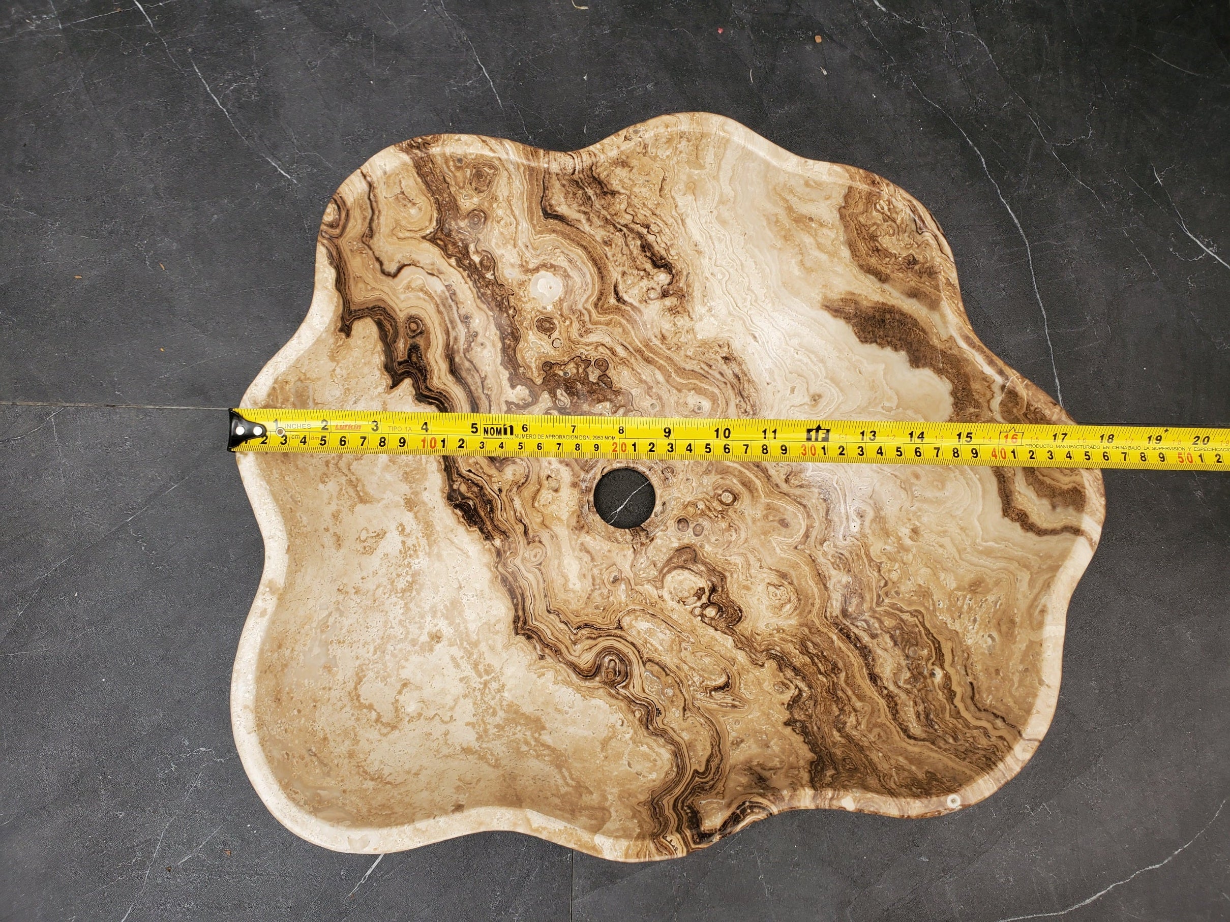 S33_42 Marble Stone Vessel Sink - 18 x 15.5 inch