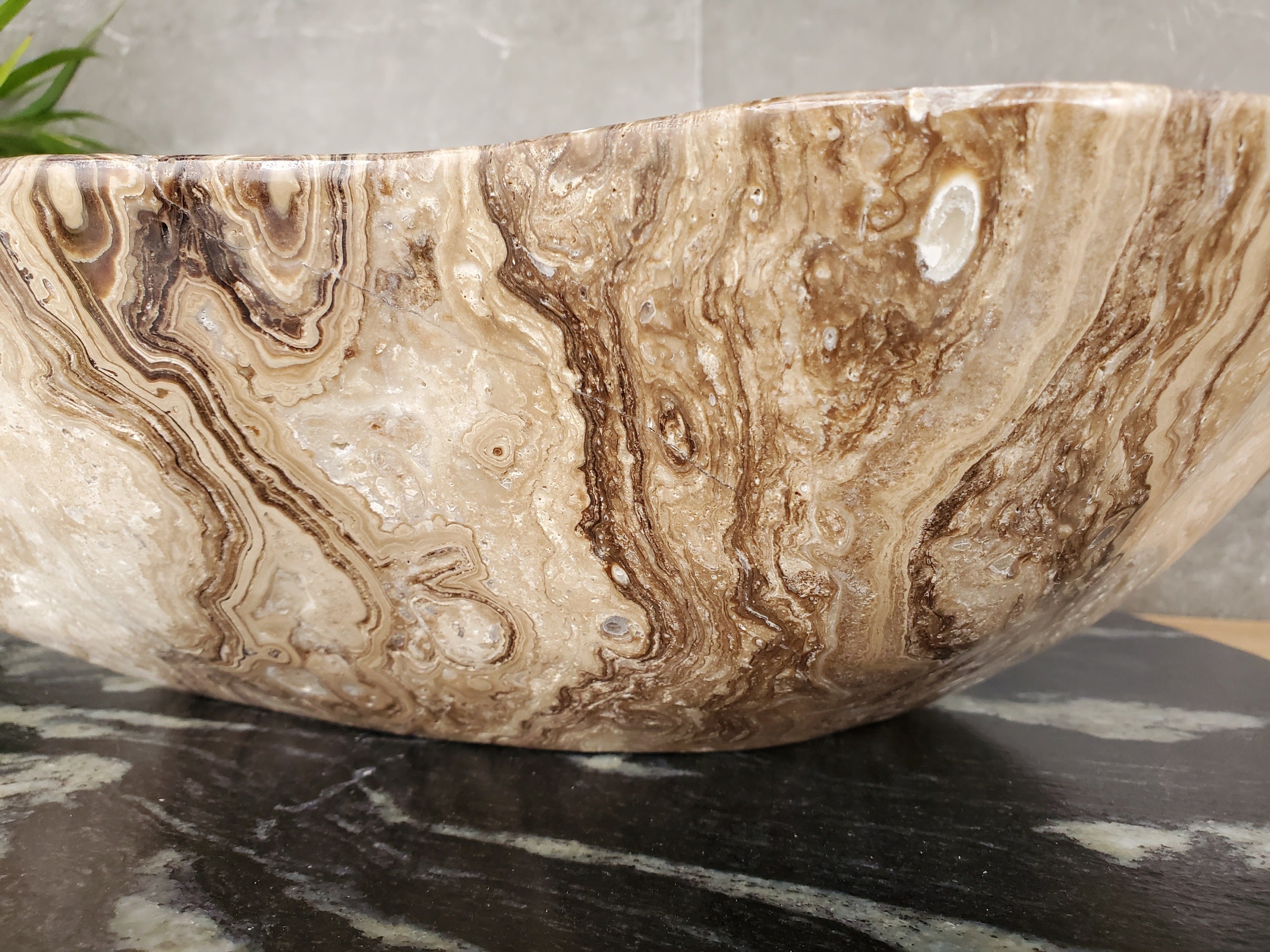 S33_42 Marble Stone Vessel Sink - 18 x 15.5 inch