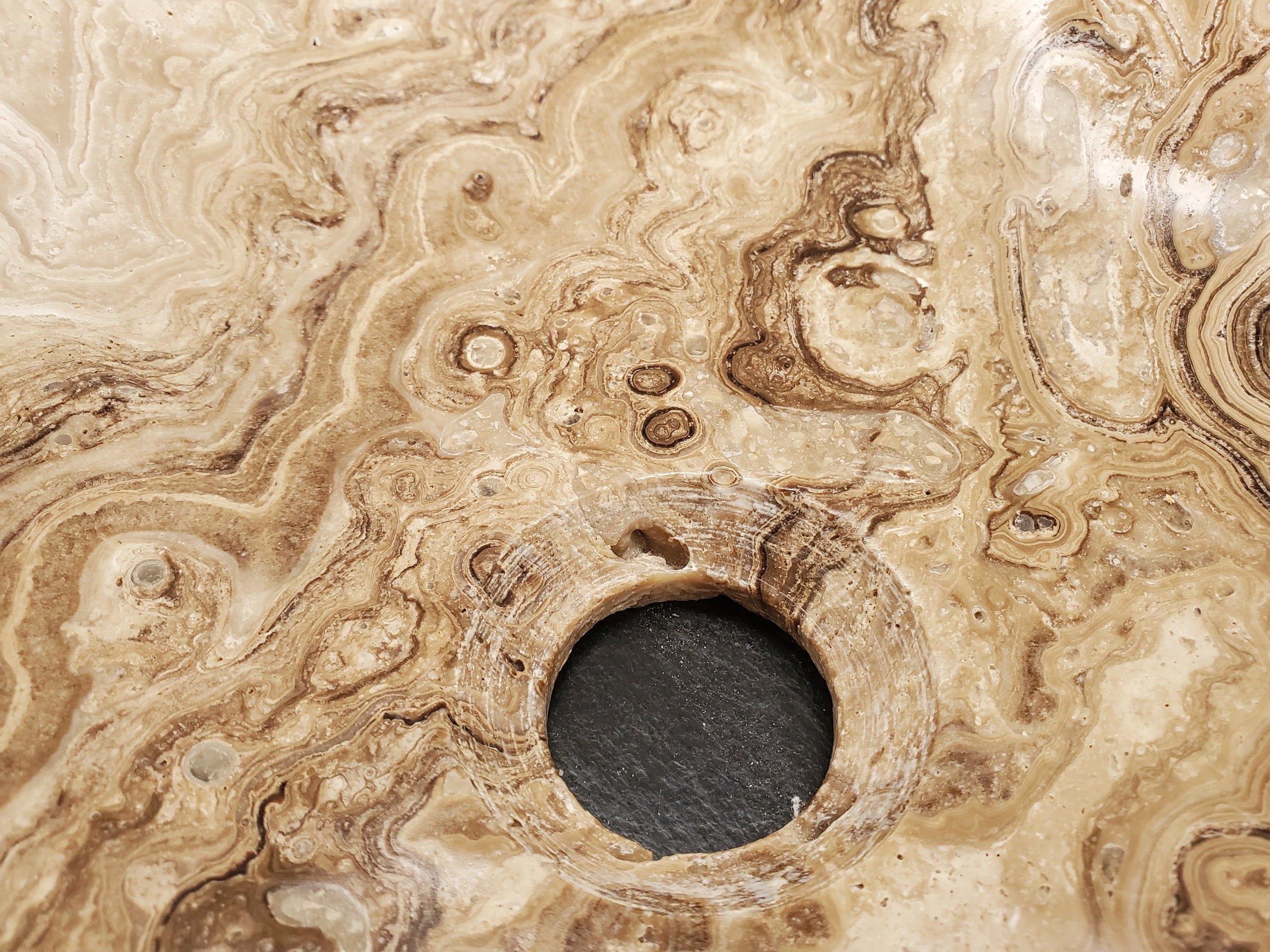 S33_42 Marble Stone Vessel Sink - 18 x 15.5 inch