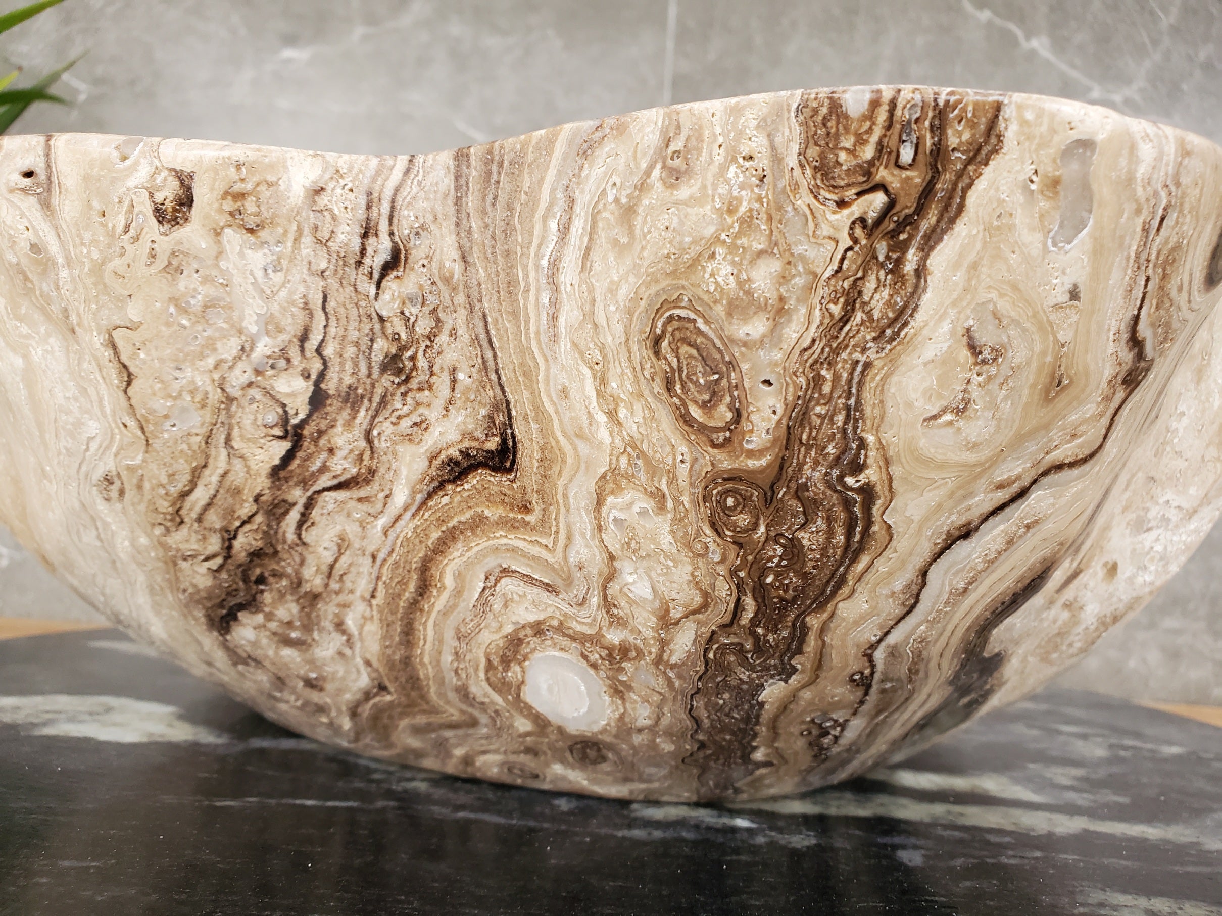 S33_42 Marble Stone Vessel Sink - 18 x 15.5 inch