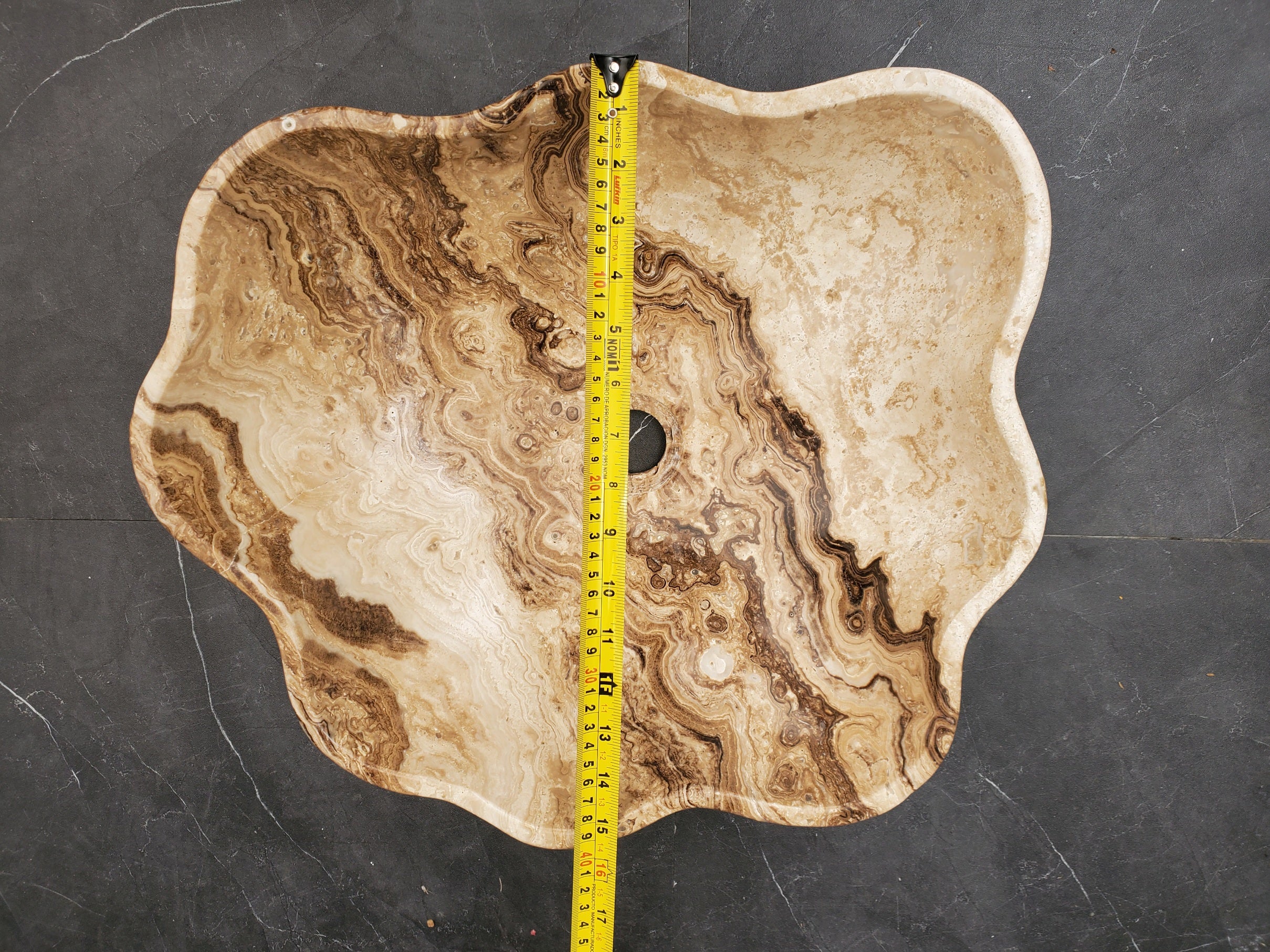 S33_42 Marble Stone Vessel Sink - 18 x 15.5 inch