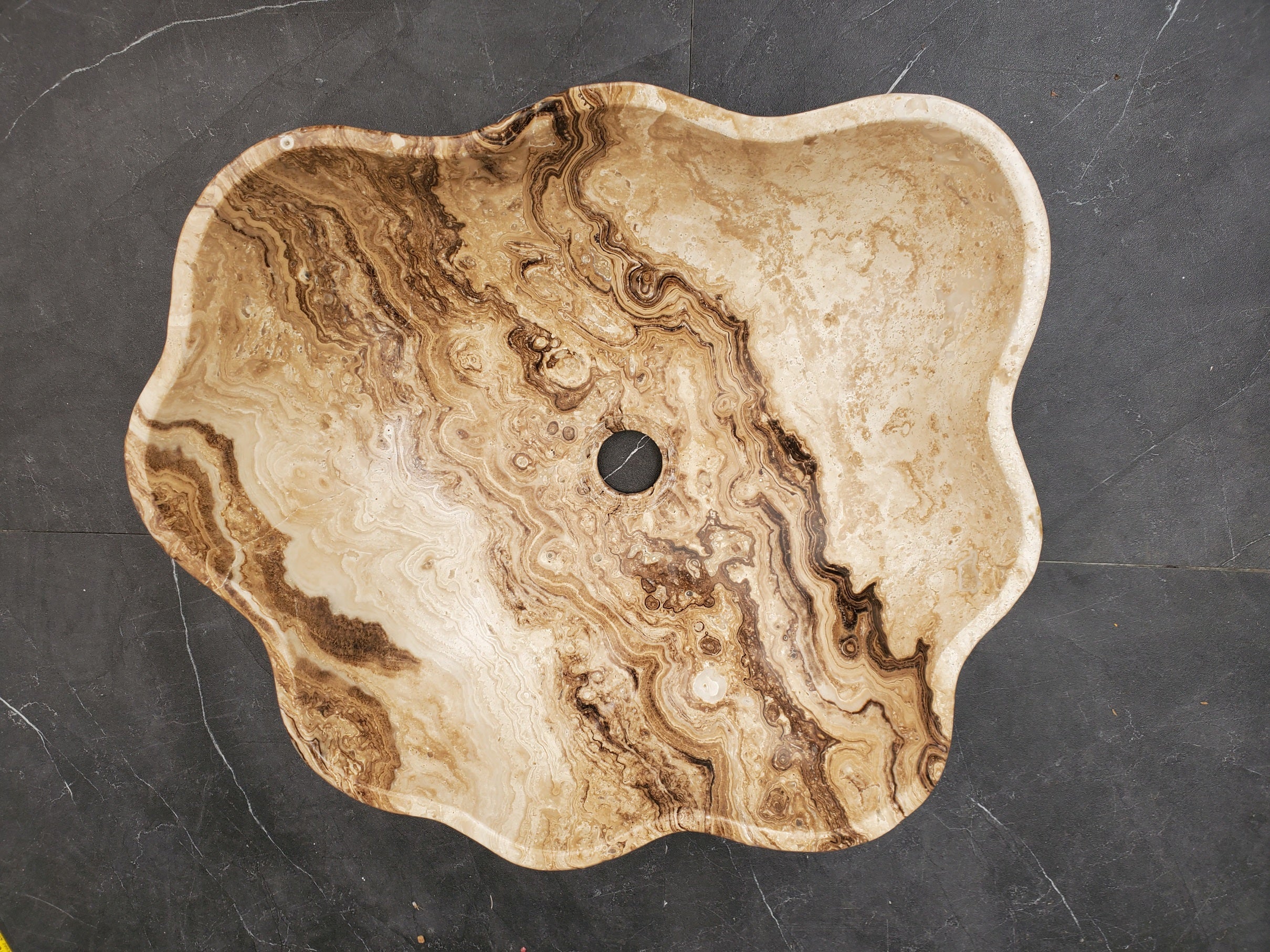 S33_42 Marble Stone Vessel Sink - 18 x 15.5 inch