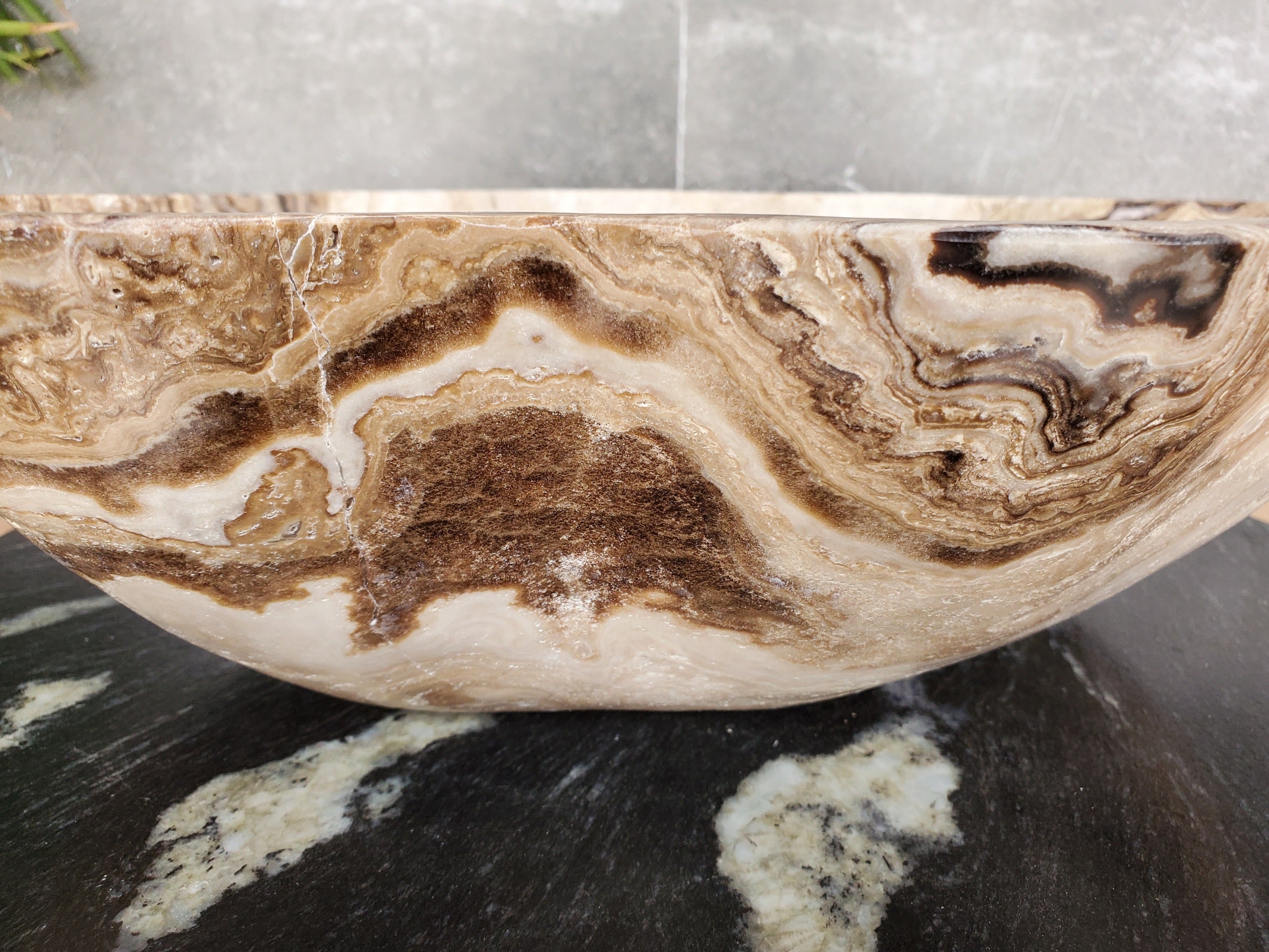 S33_42 Marble Stone Vessel Sink - 18 x 15.5 inch