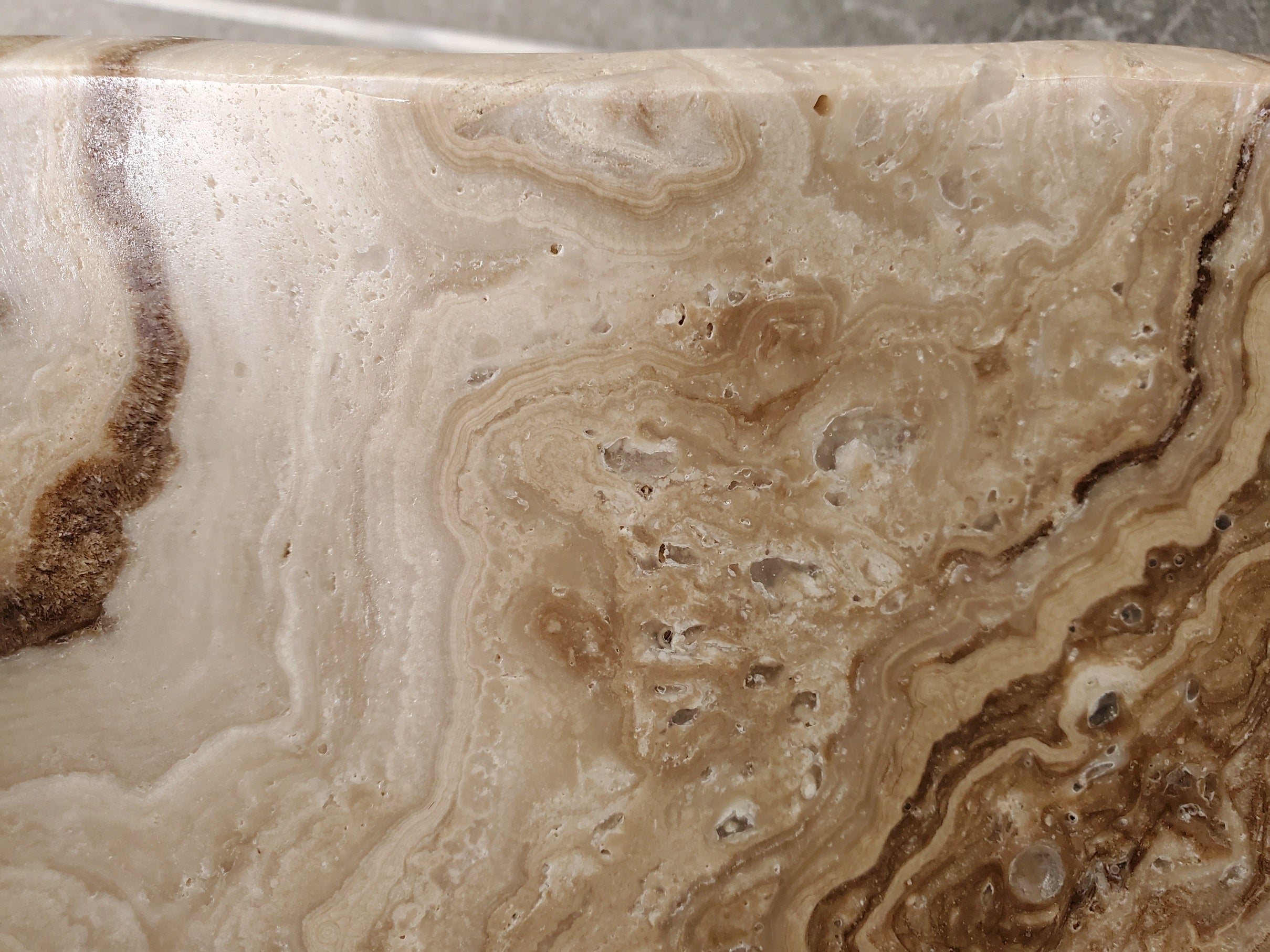S33_42 Marble Stone Vessel Sink - 18 x 15.5 inch