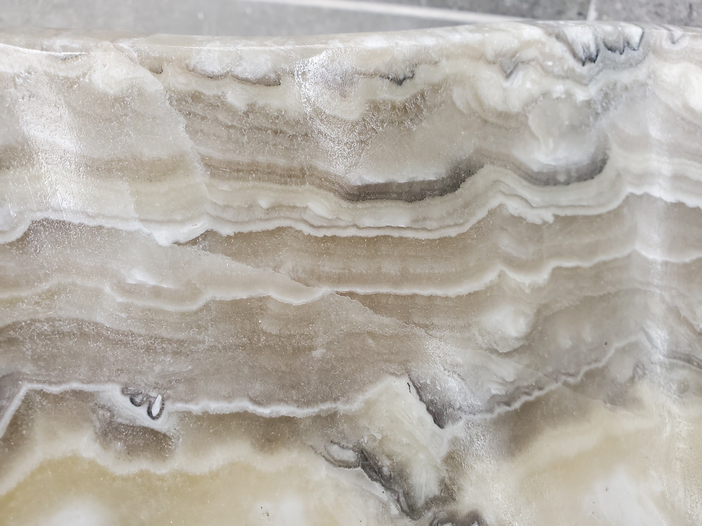 S33_34 Onyx Stone Vessel Bathroom Sink - 16.5 x 15 inch