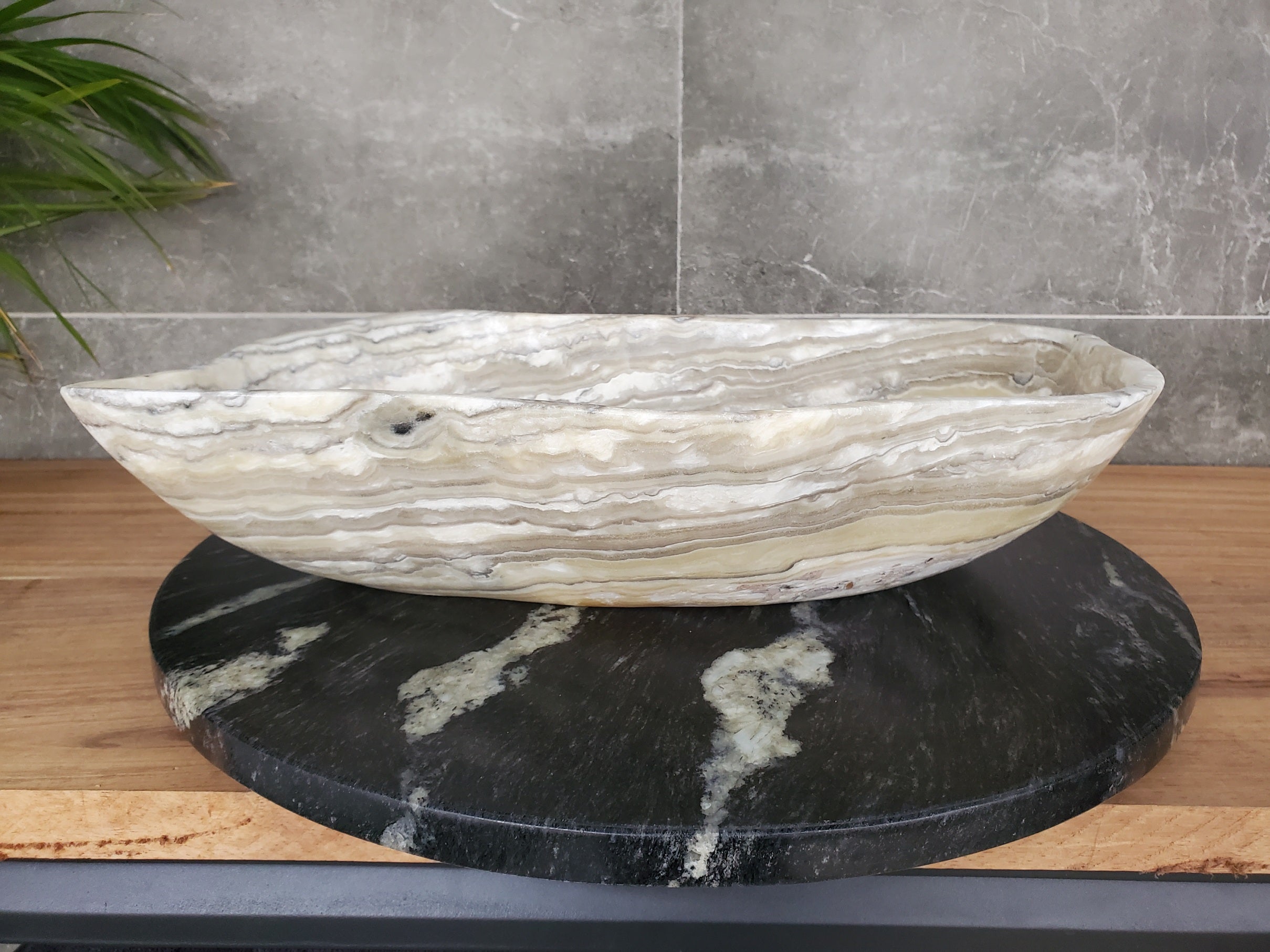 S33_35 Onyx Stone Vessel Bathroom Sink - 19 x 12 inch