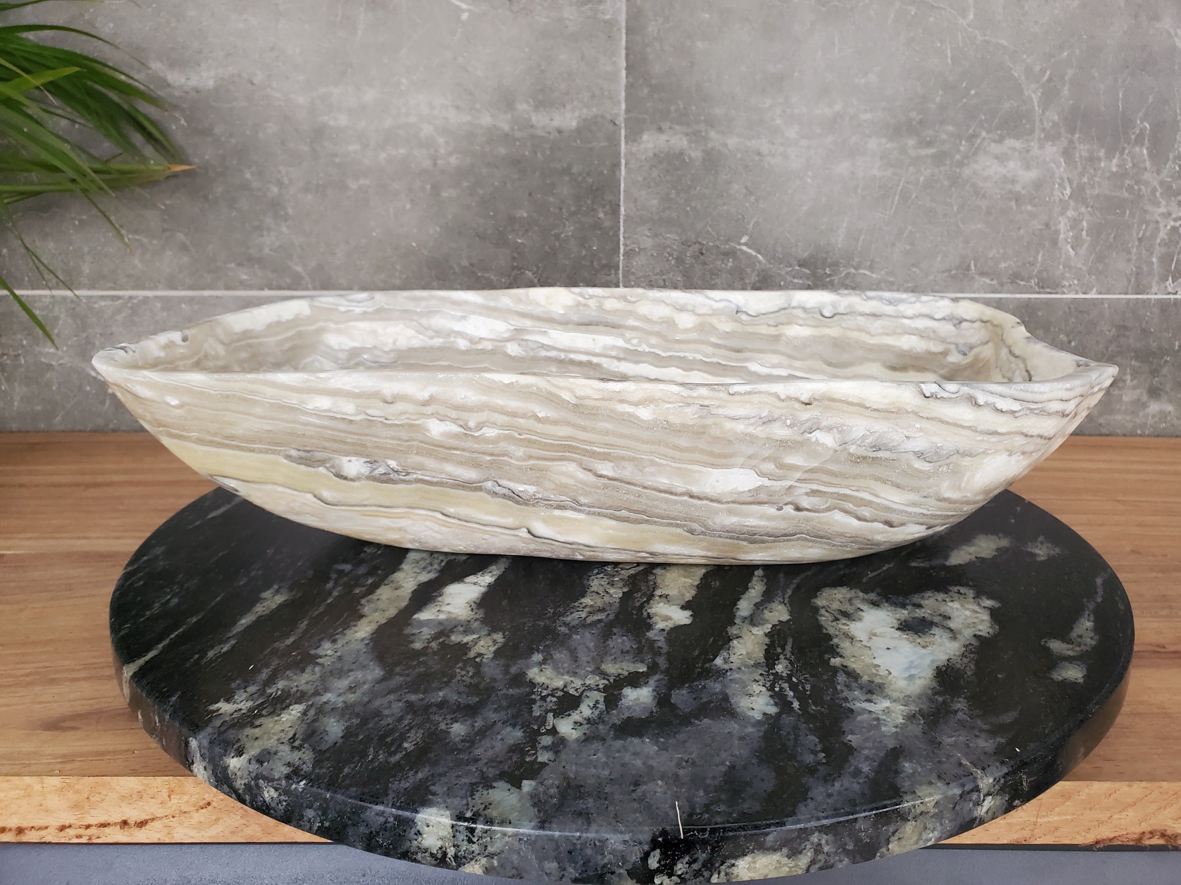 S33_35 Onyx Stone Vessel Bathroom Sink - 19 x 12 inch