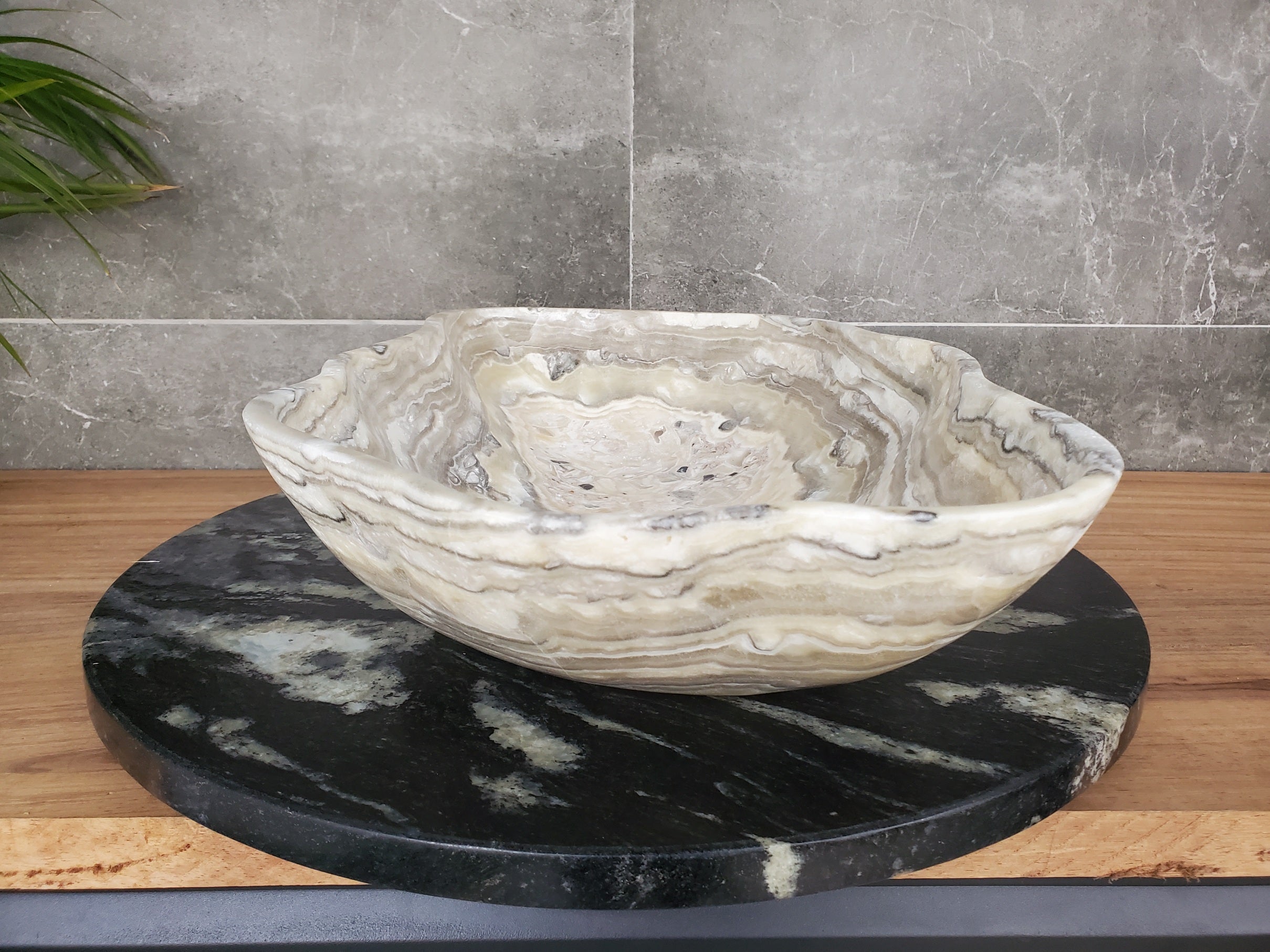 S33_35 Onyx Stone Vessel Bathroom Sink - 19 x 12 inch