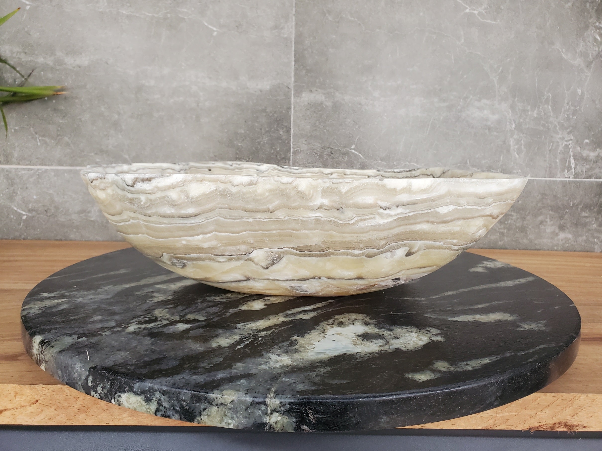 S33_34 Onyx Stone Vessel Bathroom Sink - 16.5 x 15 inch