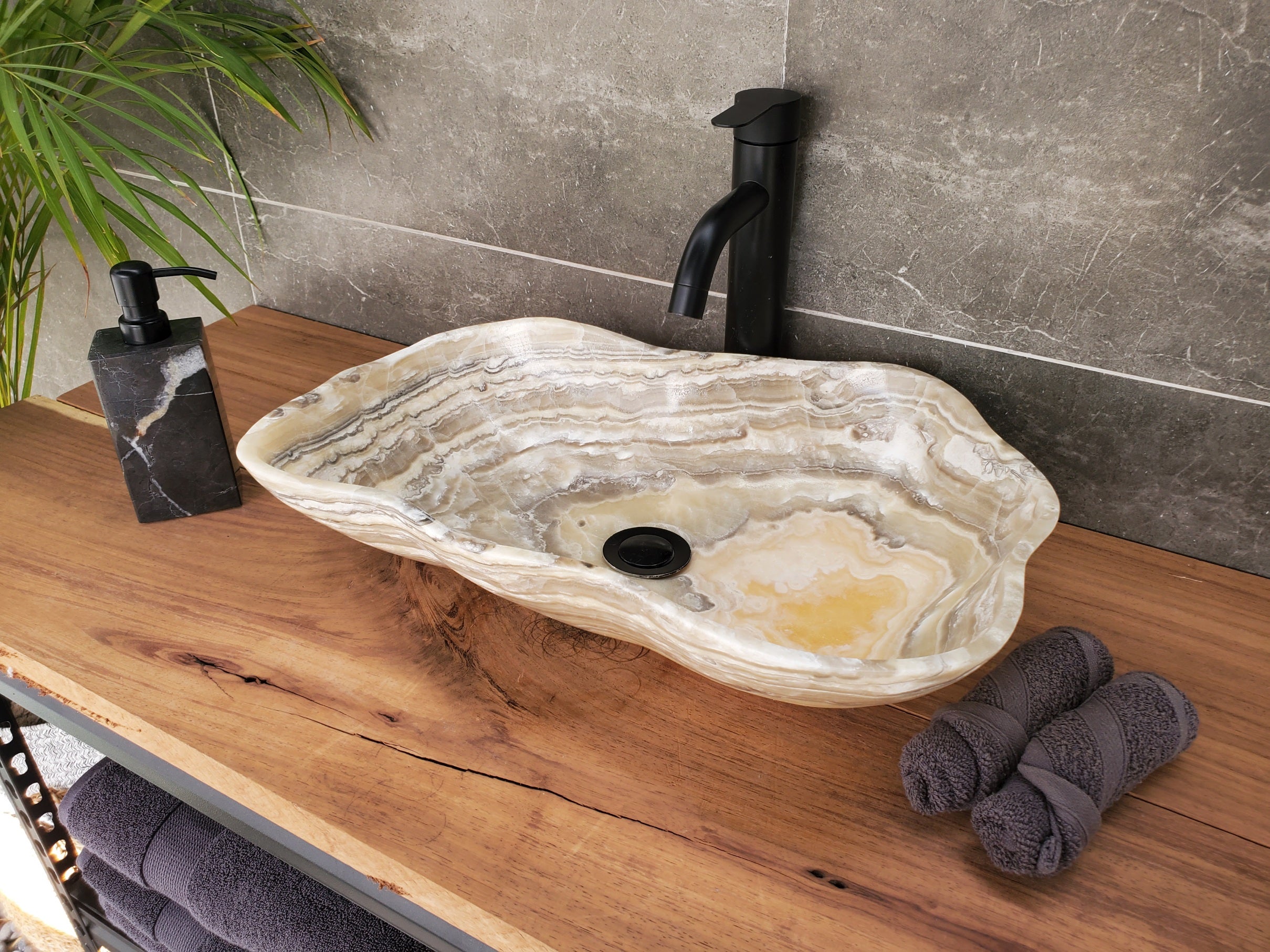 SET3306 Onyx Stone Master Bath Set of 2 (Two) Vessel Sinks