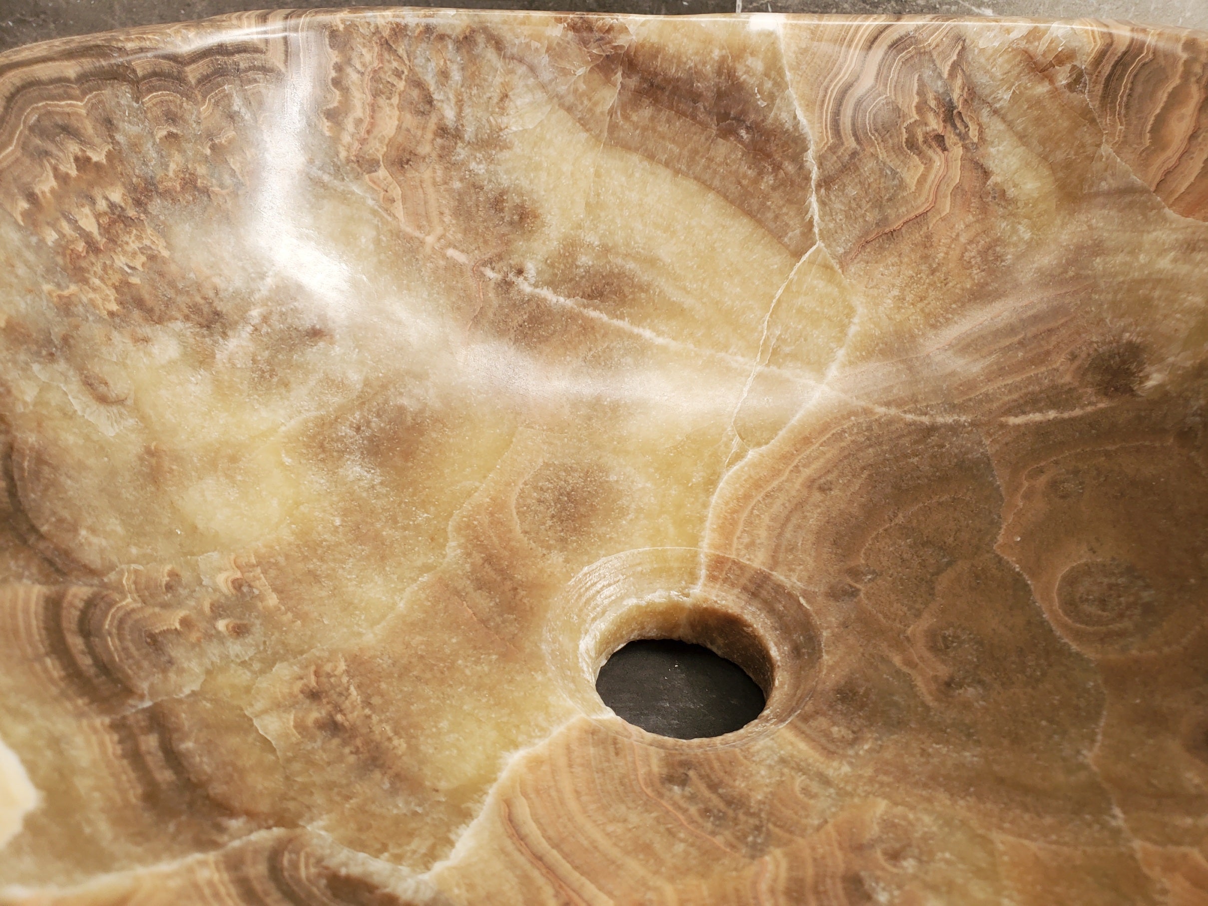 S34_07 Onyx Stone Vessel Sink - 14 x 13.5 inch