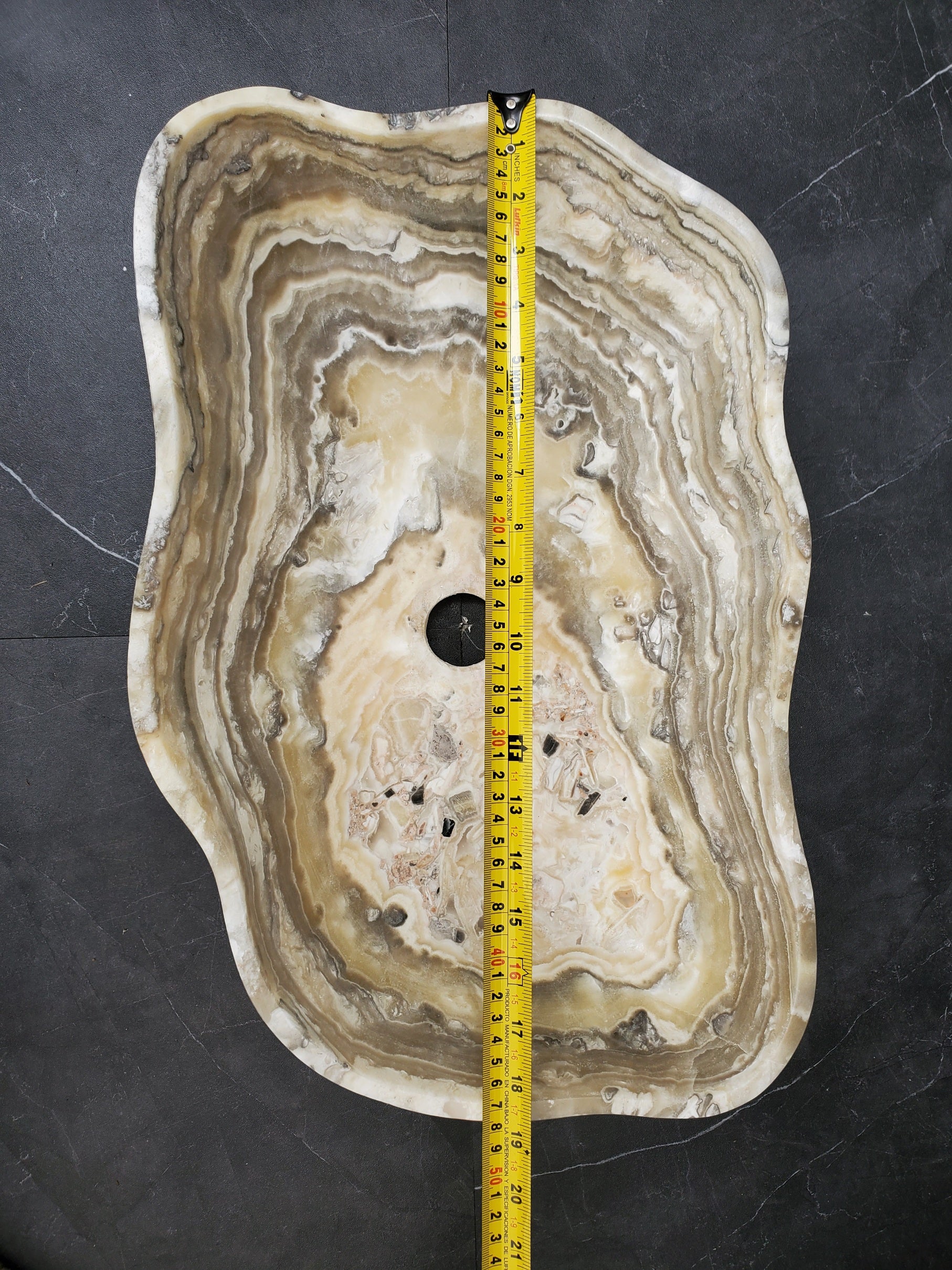 S33_35 Onyx Stone Vessel Bathroom Sink - 19 x 12 inch