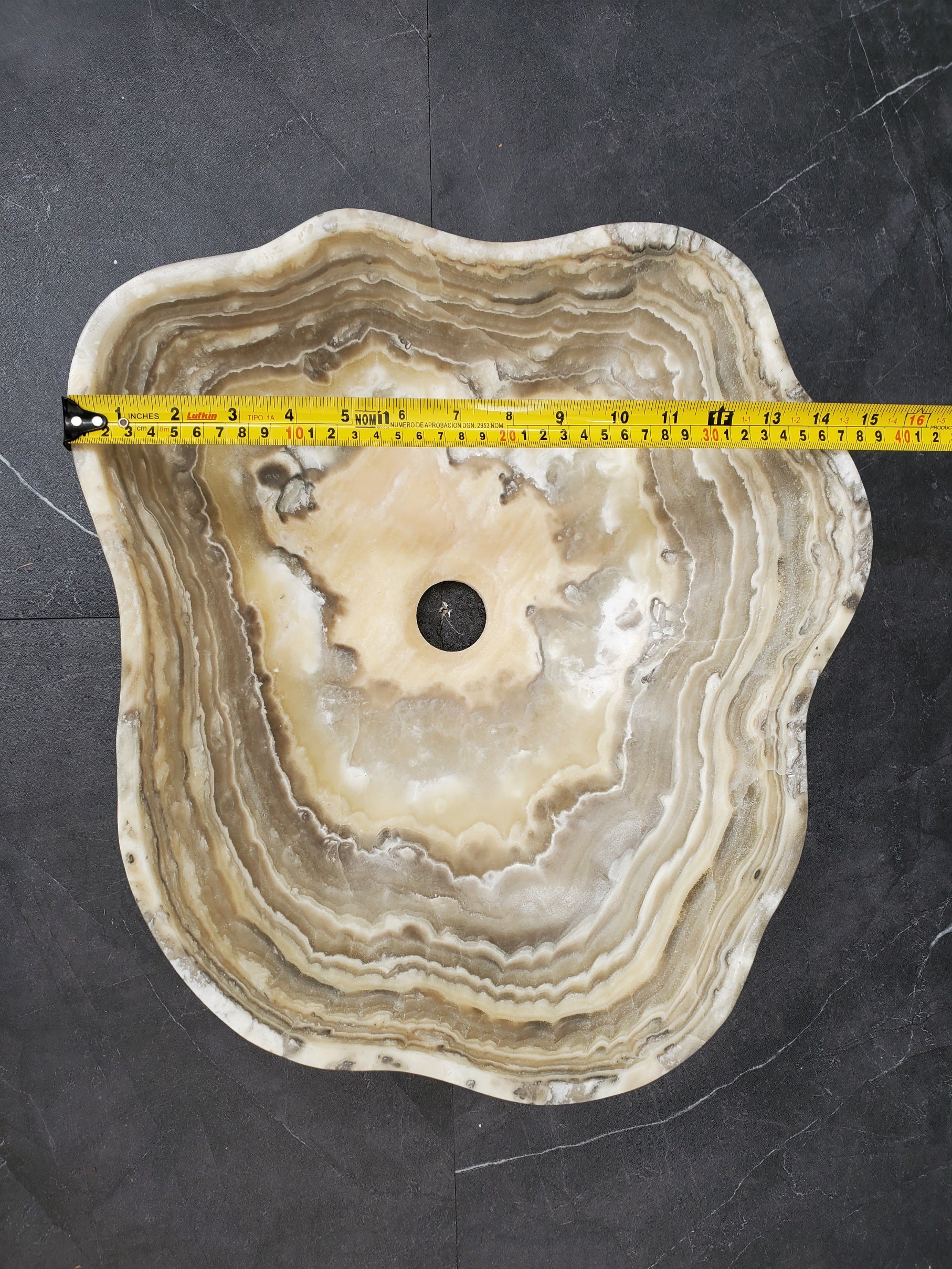 S33_34 Onyx Stone Vessel Bathroom Sink - 16.5 x 15 inch