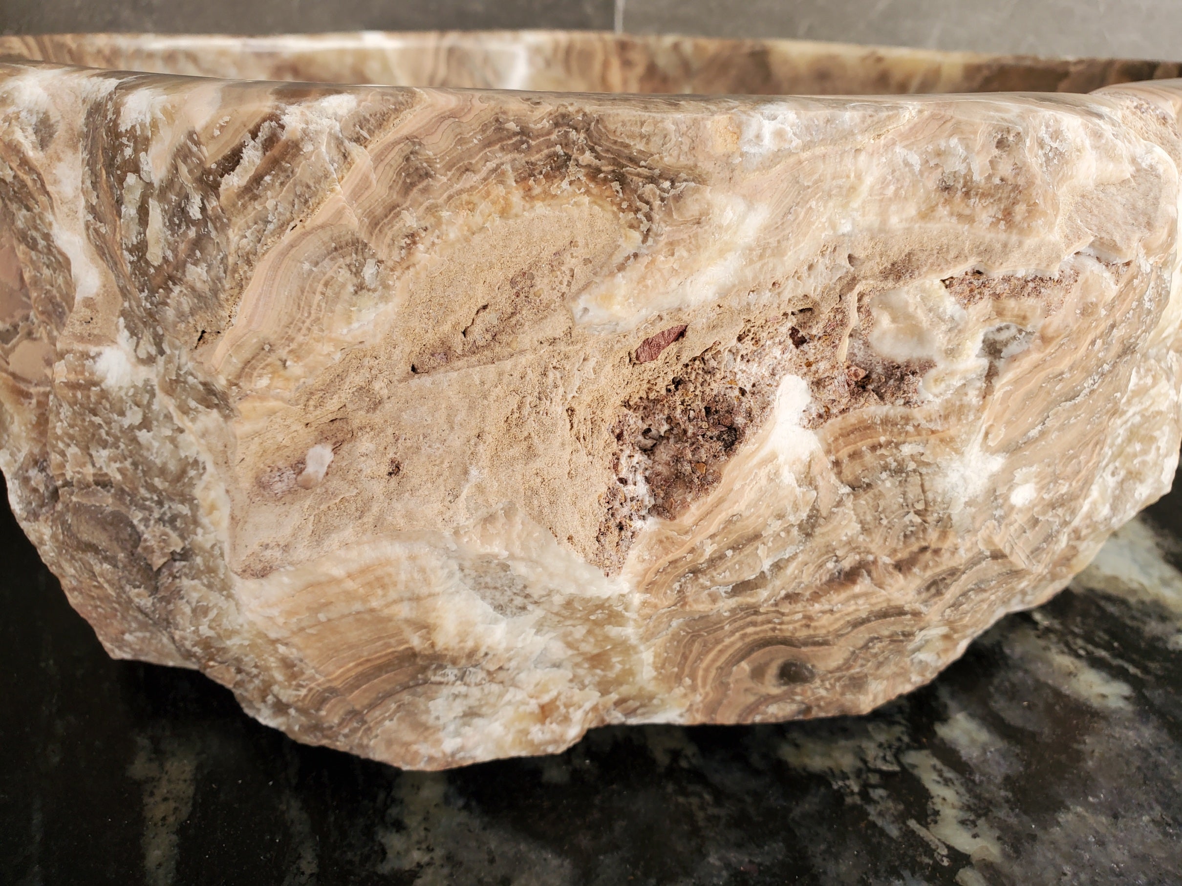S34_07 Onyx Stone Vessel Sink - 14 x 13.5 inch