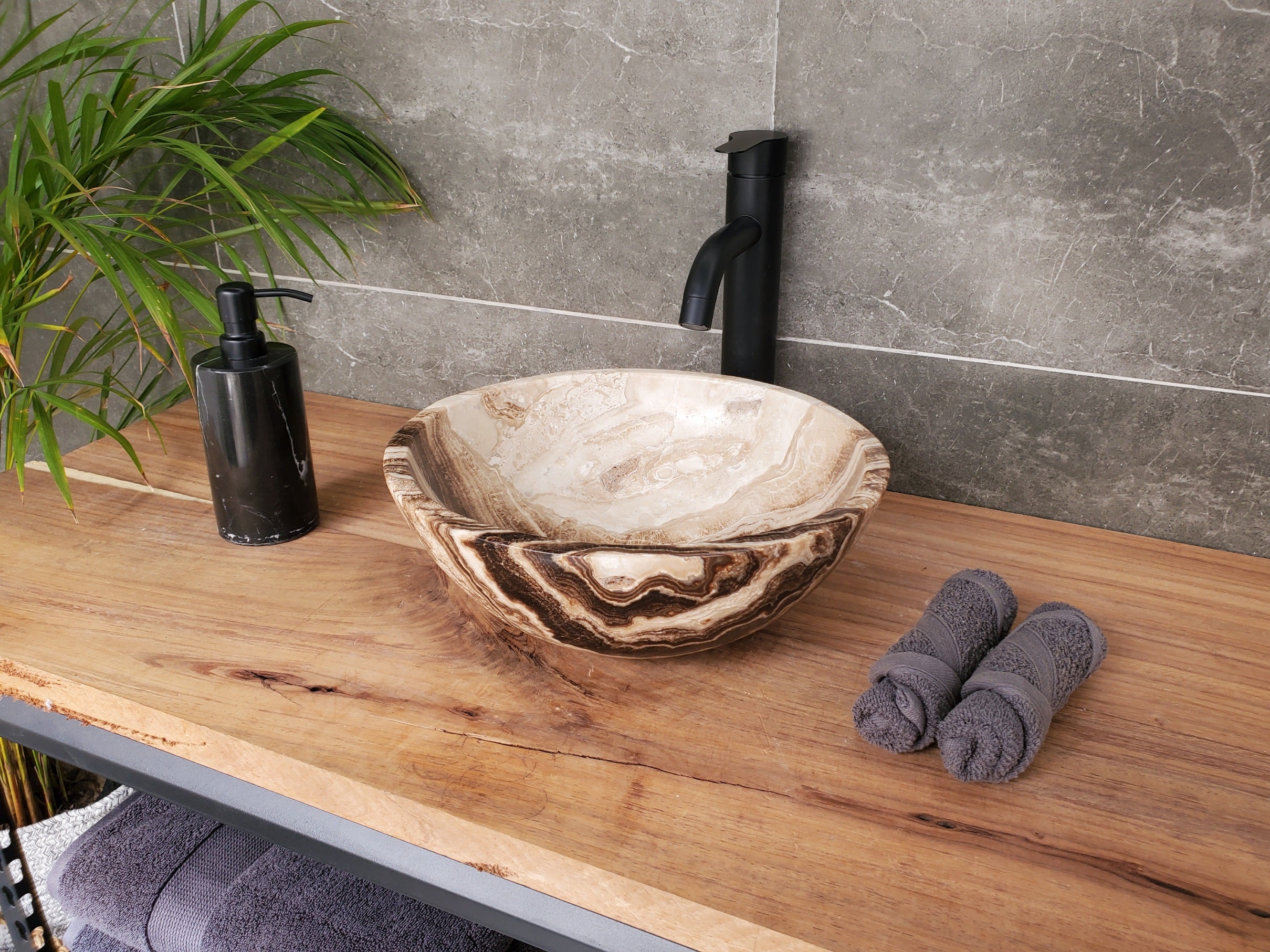 S33_44 Onyx Bathroom Vessel Sink - Round 12.5 inch