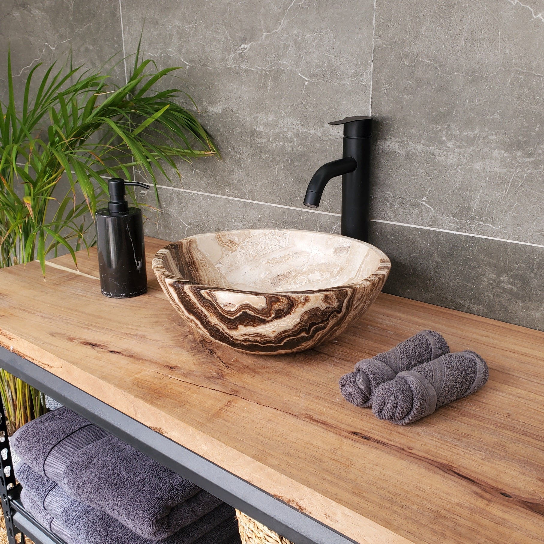 S33_44 Onyx Bathroom Vessel Sink - Round 12.5 inch