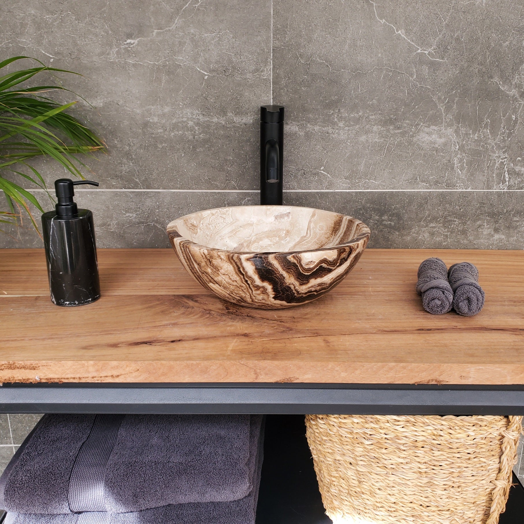 S33_44 Onyx Bathroom Vessel Sink - Round 12.5 inch
