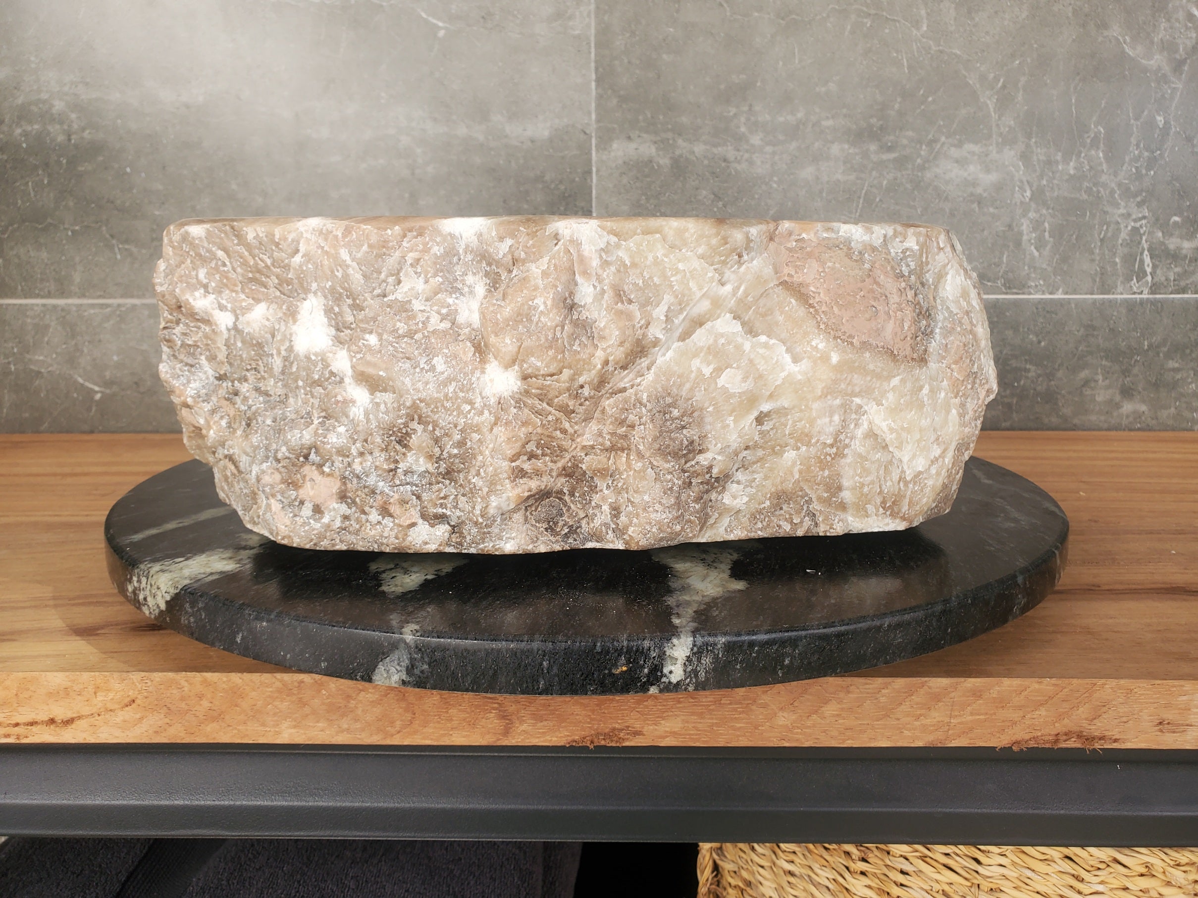 S33_12 Onyx Stone Vessel Sink - 15 x 14 inch