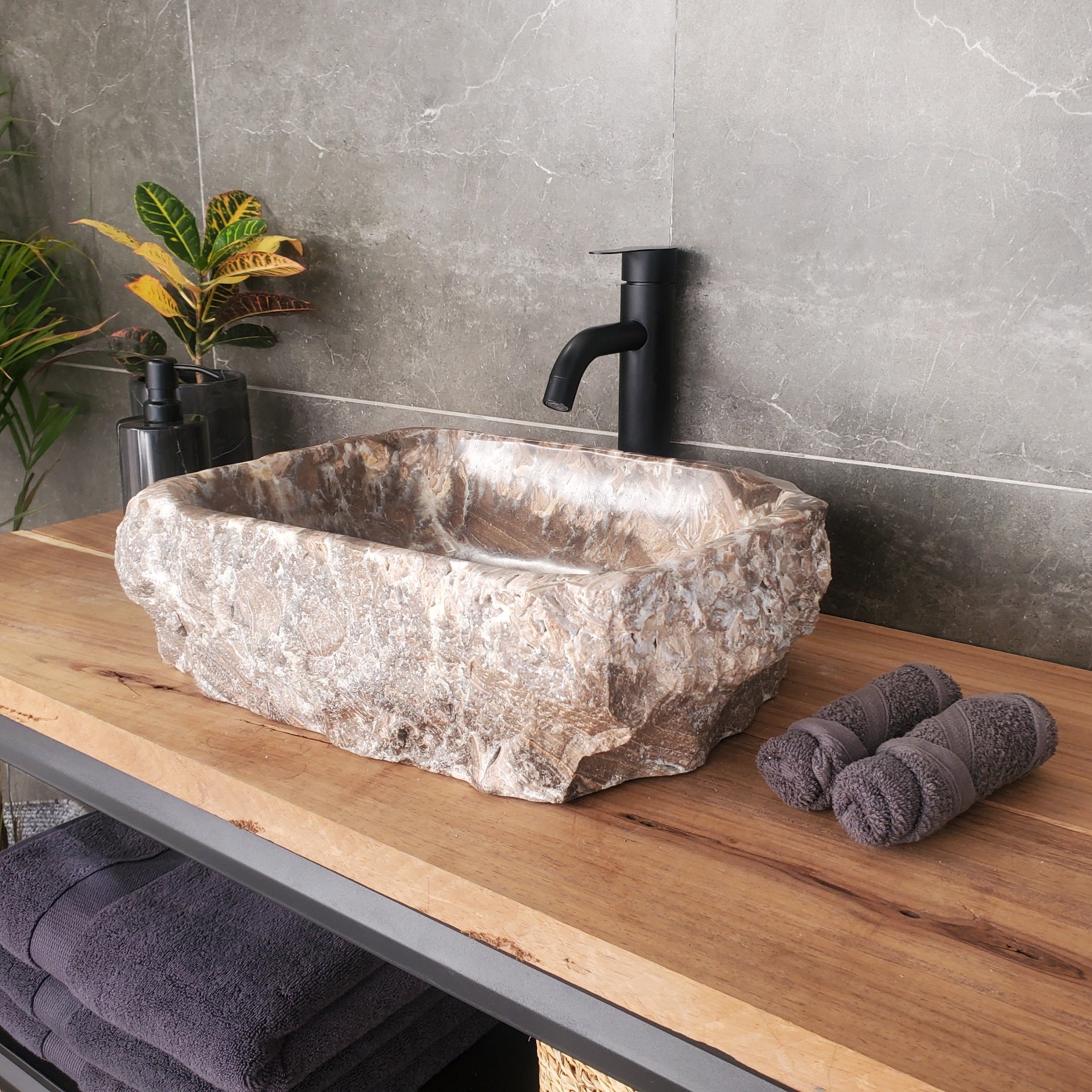 S33_11 Onyx Stone Vessel Sink - 16 x 13 inch