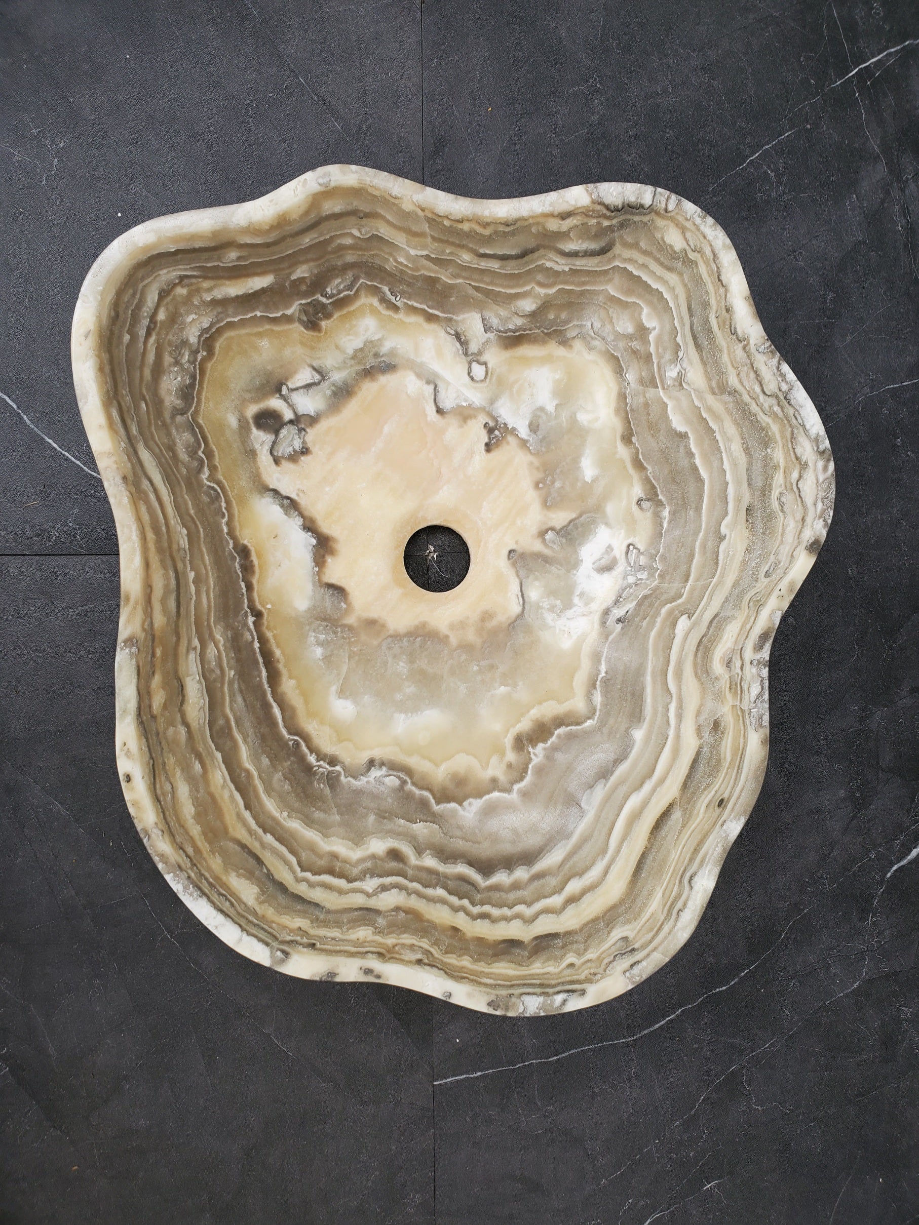 S33_34 Onyx Stone Vessel Bathroom Sink - 16.5 x 15 inch
