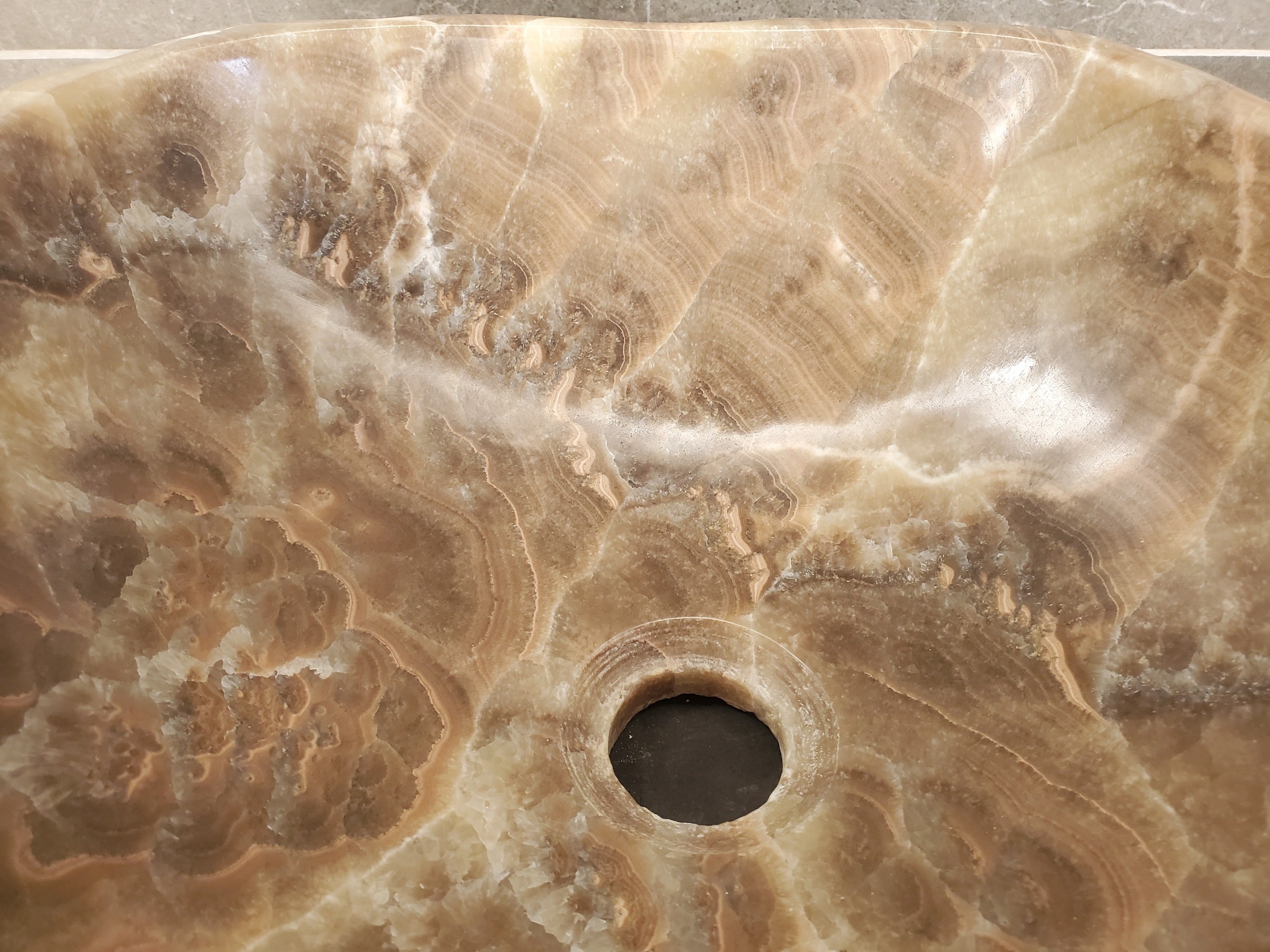 S33_12 Onyx Stone Vessel Sink - 15 x 14 inch
