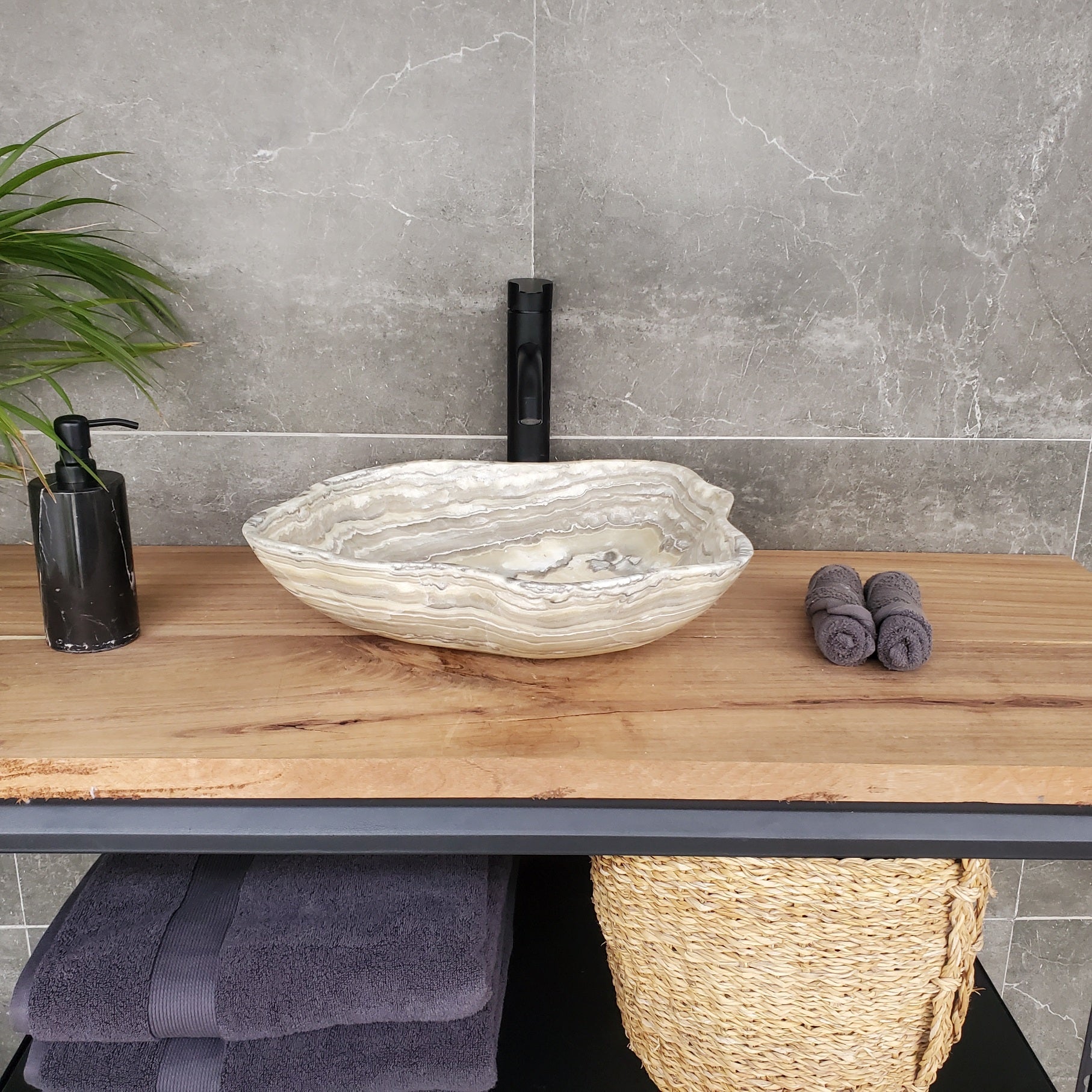 S33_34 Onyx Stone Vessel Bathroom Sink