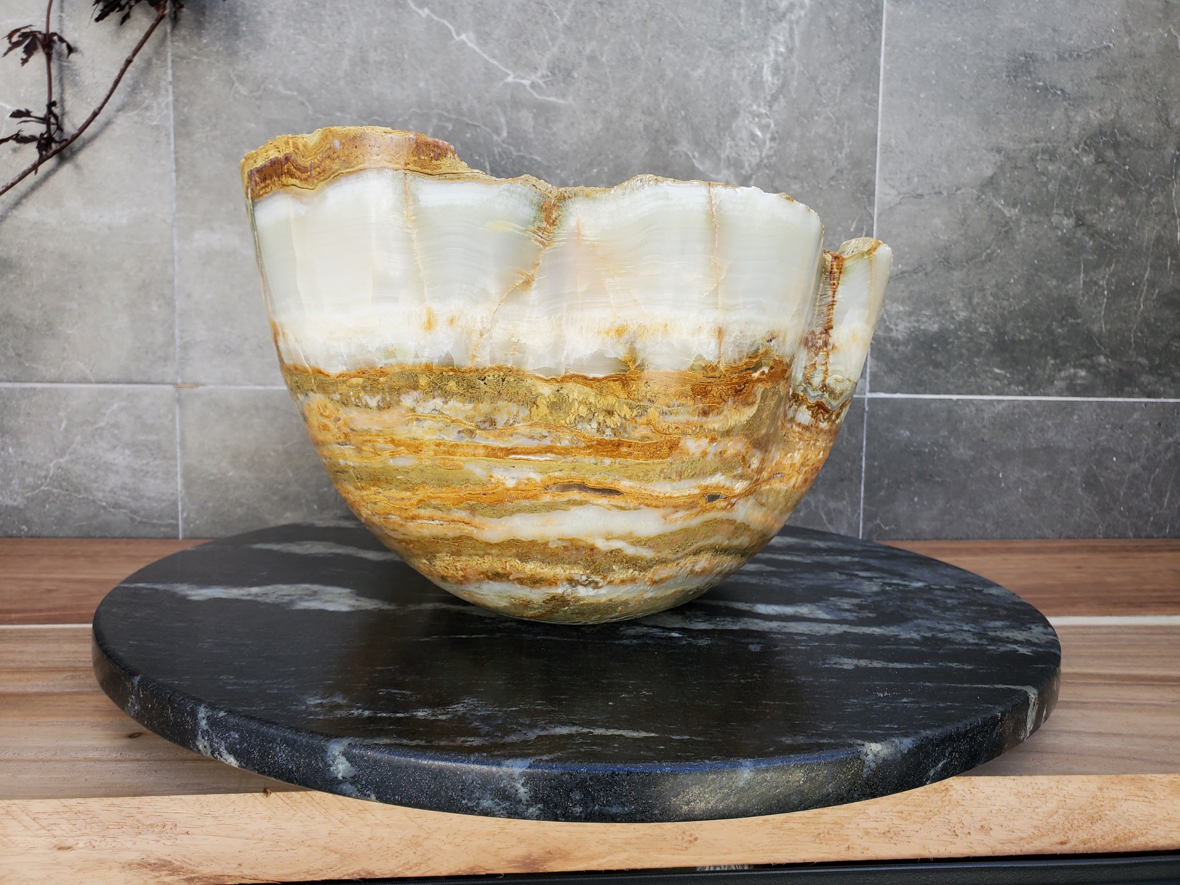 S30_01 Onyx Stone Vessel Bathroom Sink- 17 x 14 inch