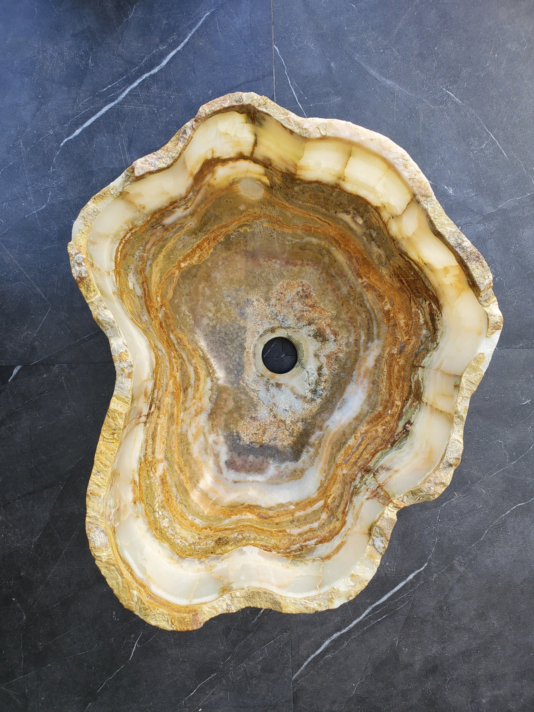 S30_01 Onyx Stone Vessel Bathroom Sink- 17 x 14 inch