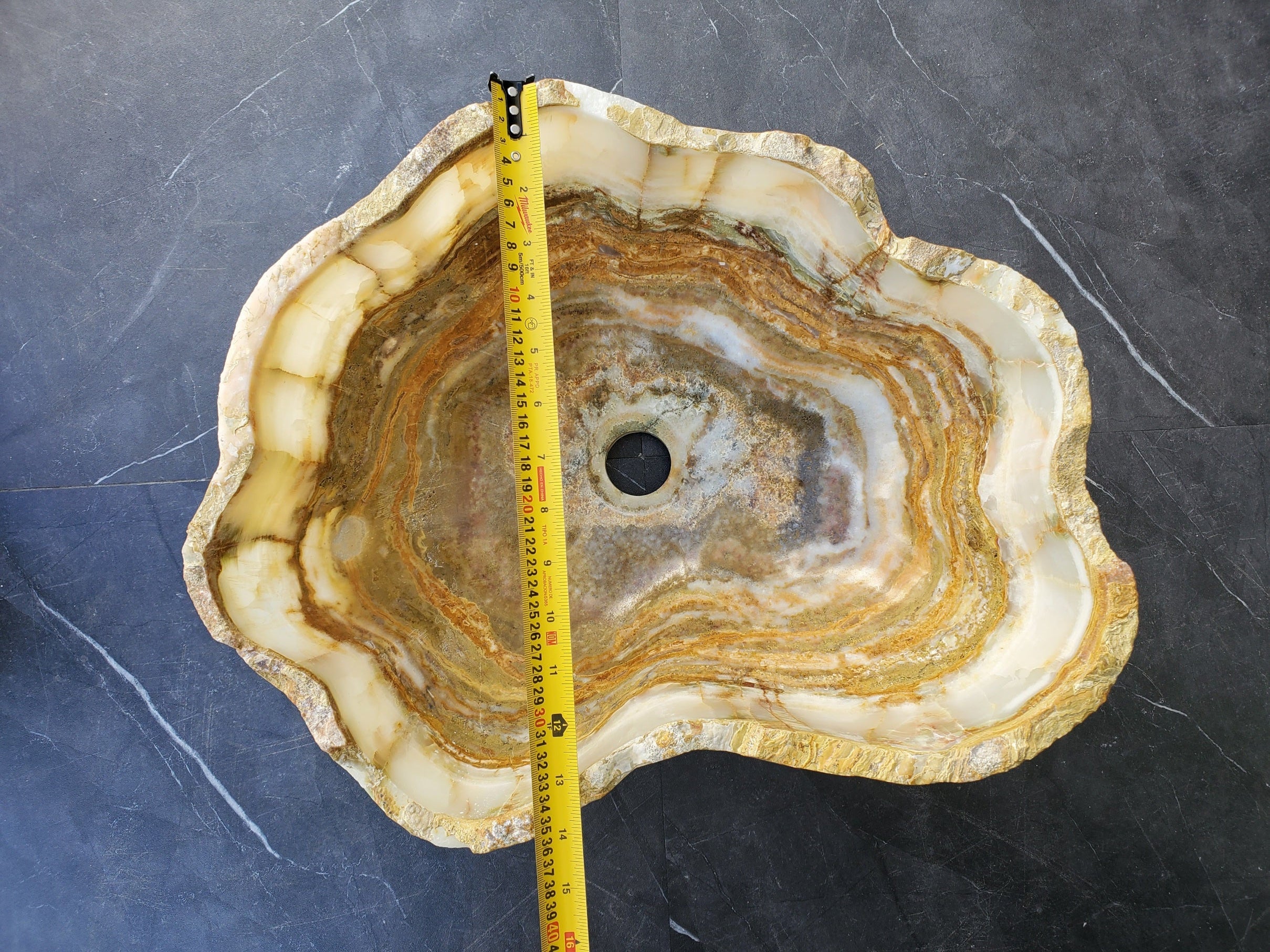 S30_01 Onyx Stone Vessel Bathroom Sink- 17 x 14 inch
