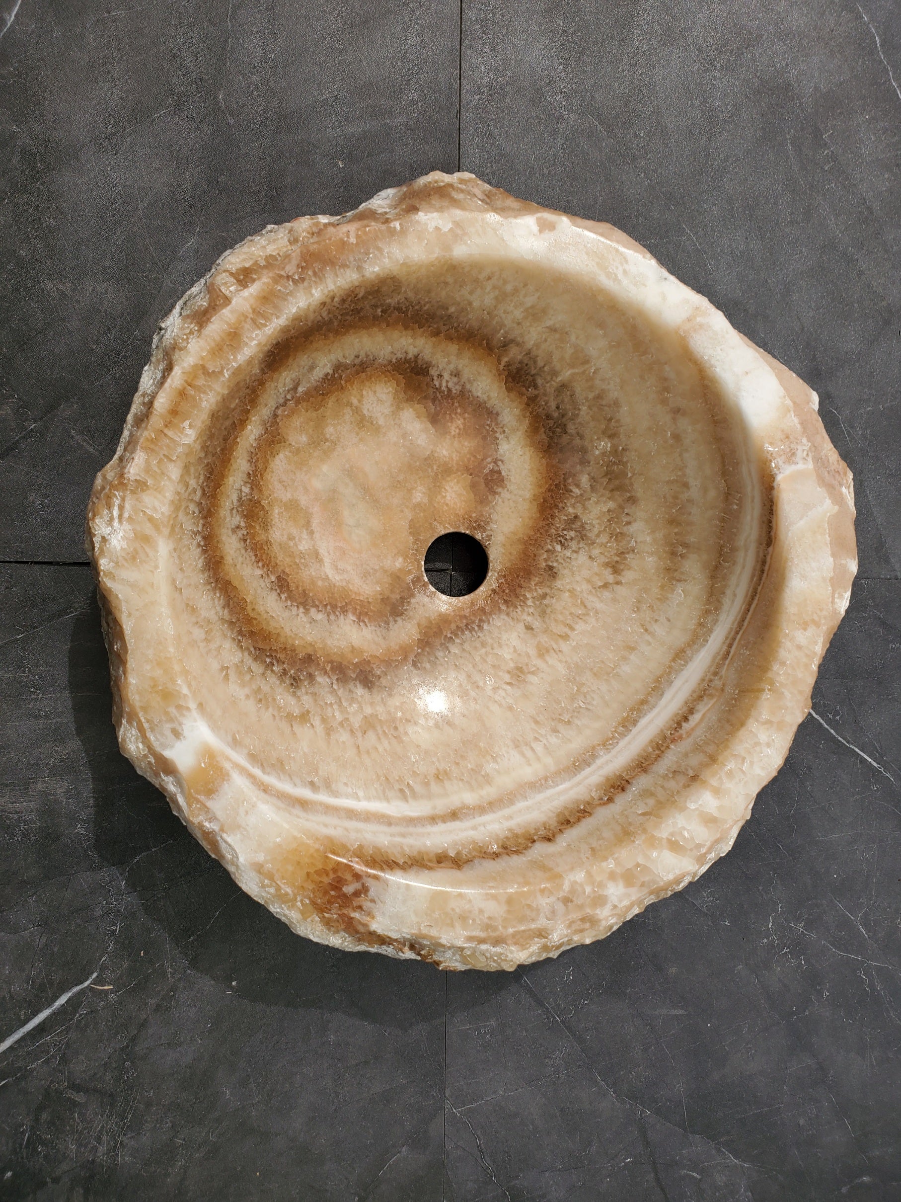 S31_33 Onyx Stone Vessel Bathroom Sink - Round