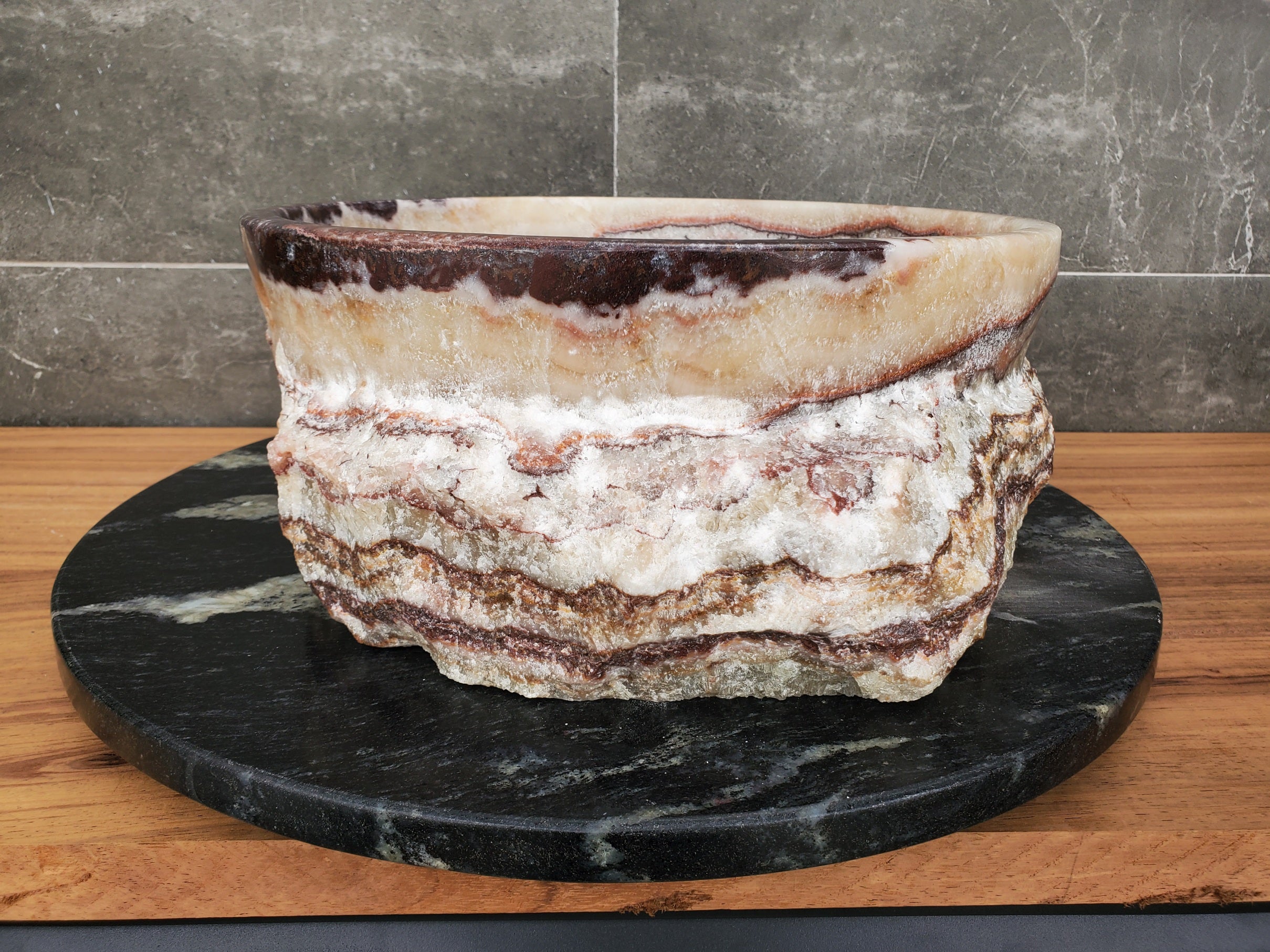 S31_44 Serpentine Onyx Stone Vessel Sink