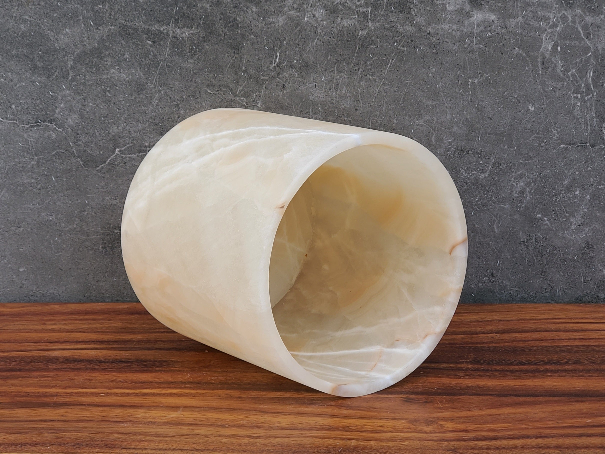 WB_06 Onyx Stone Waste Basket