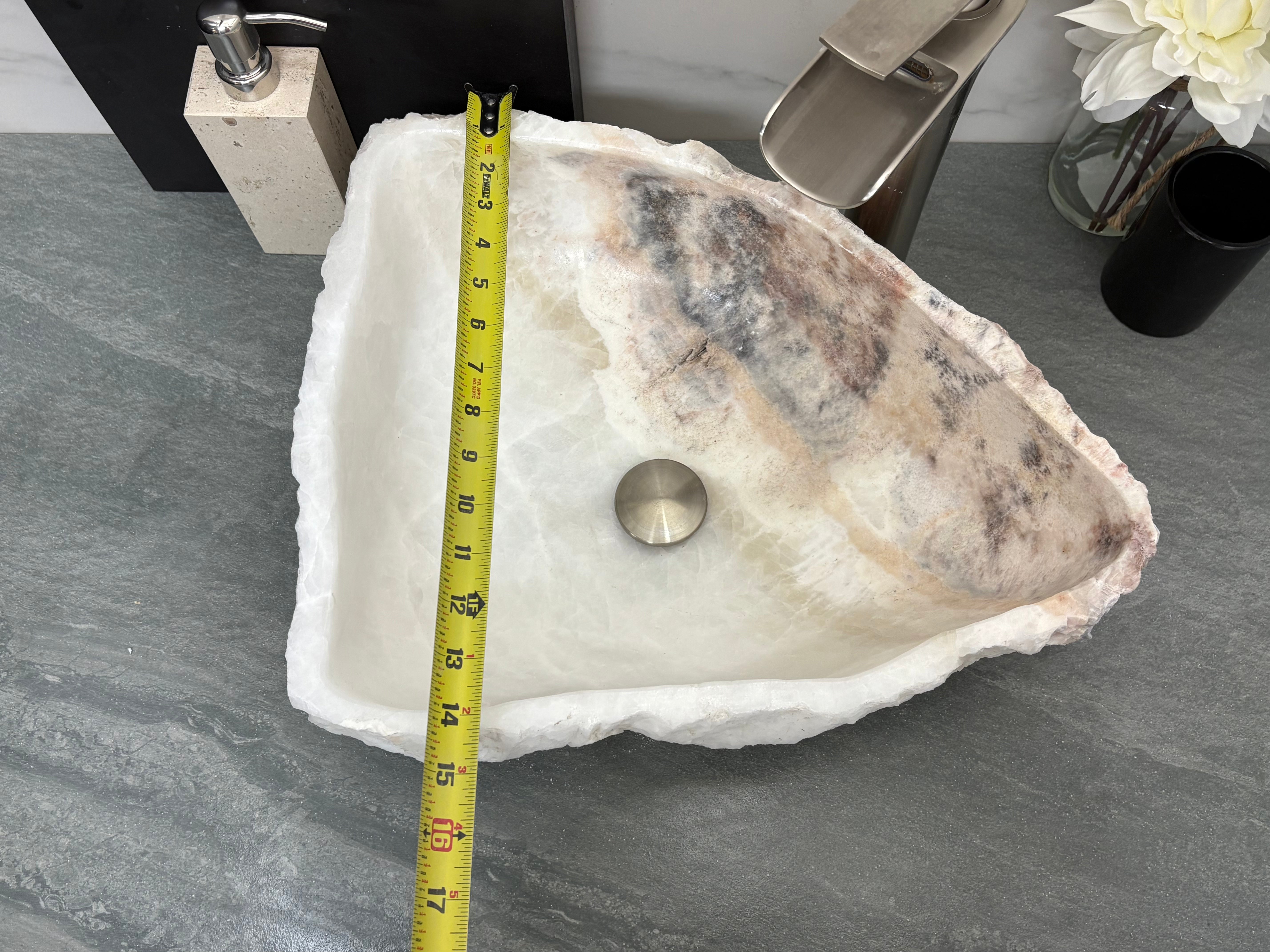 S12_21 Onyx Stone Vessel Bathroom Sink - 18.5 x 15 Inch