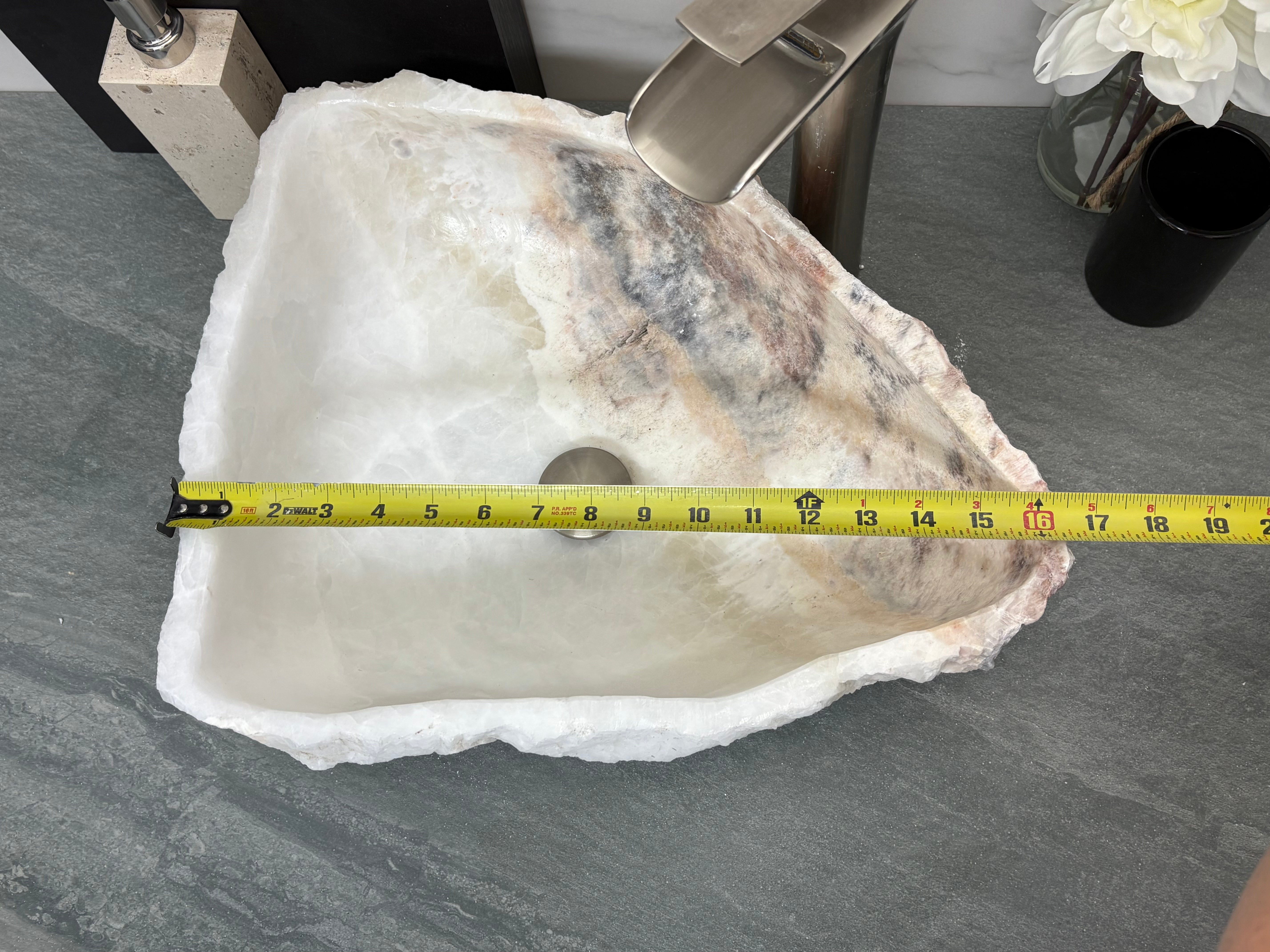 S12_21 Onyx Stone Vessel Bathroom Sink - 18.5 x 15 Inch