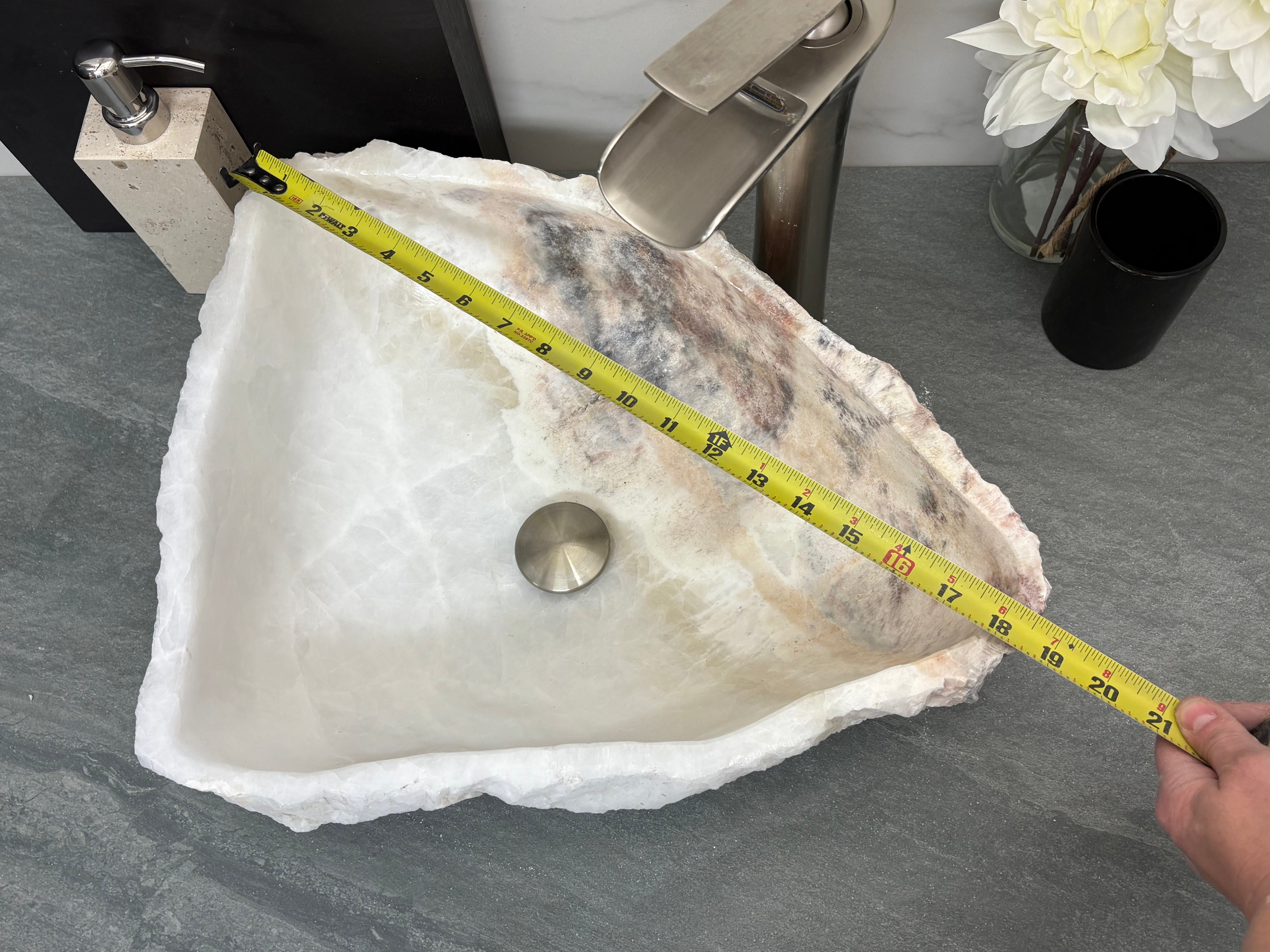 S12_21 Onyx Stone Vessel Bathroom Sink - 18.5 x 15 Inch