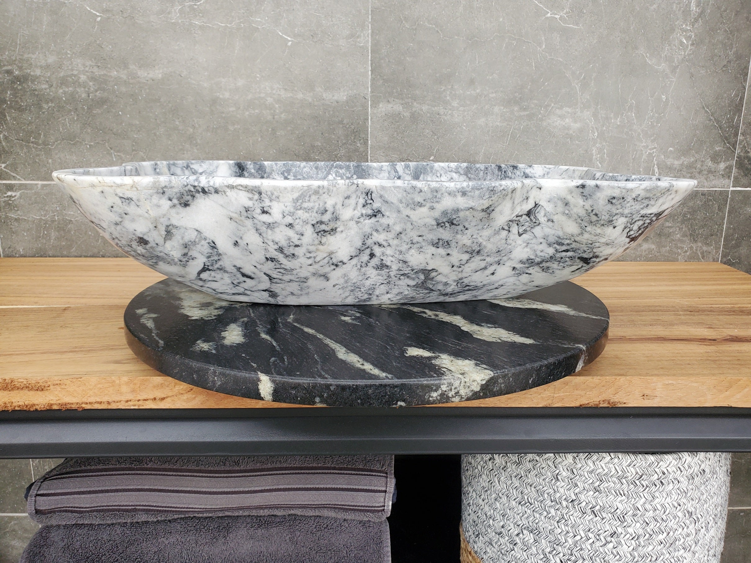 S32_06 Marble Vessel Bathroom Sink - 23 x 13 inch