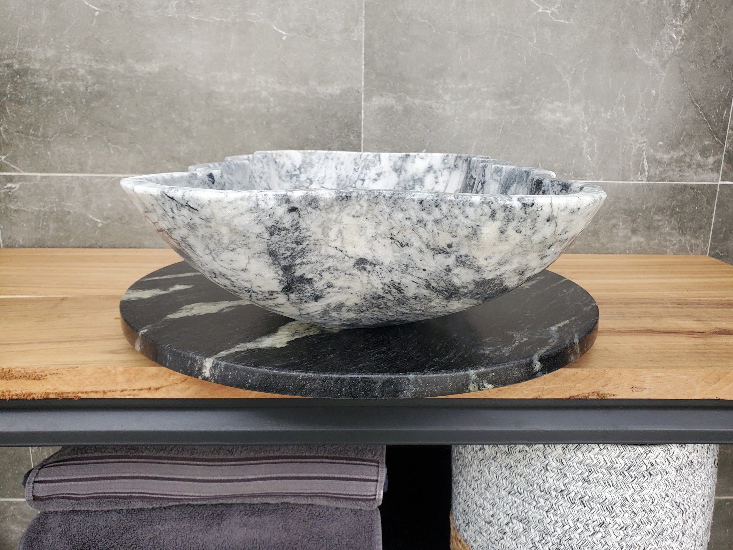 S32_06 Marble Vessel Bathroom Sink - 23 x 13 inch