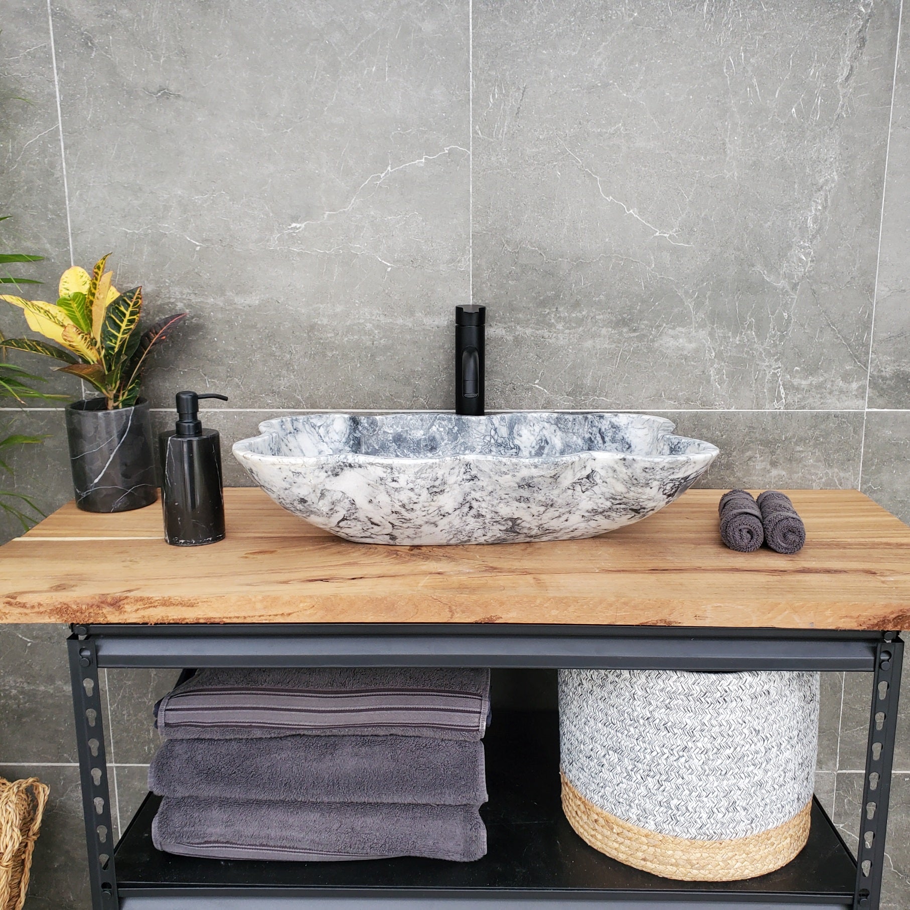 S32_06 Marble Vessel Bathroom Sink - 23 x 13 inch