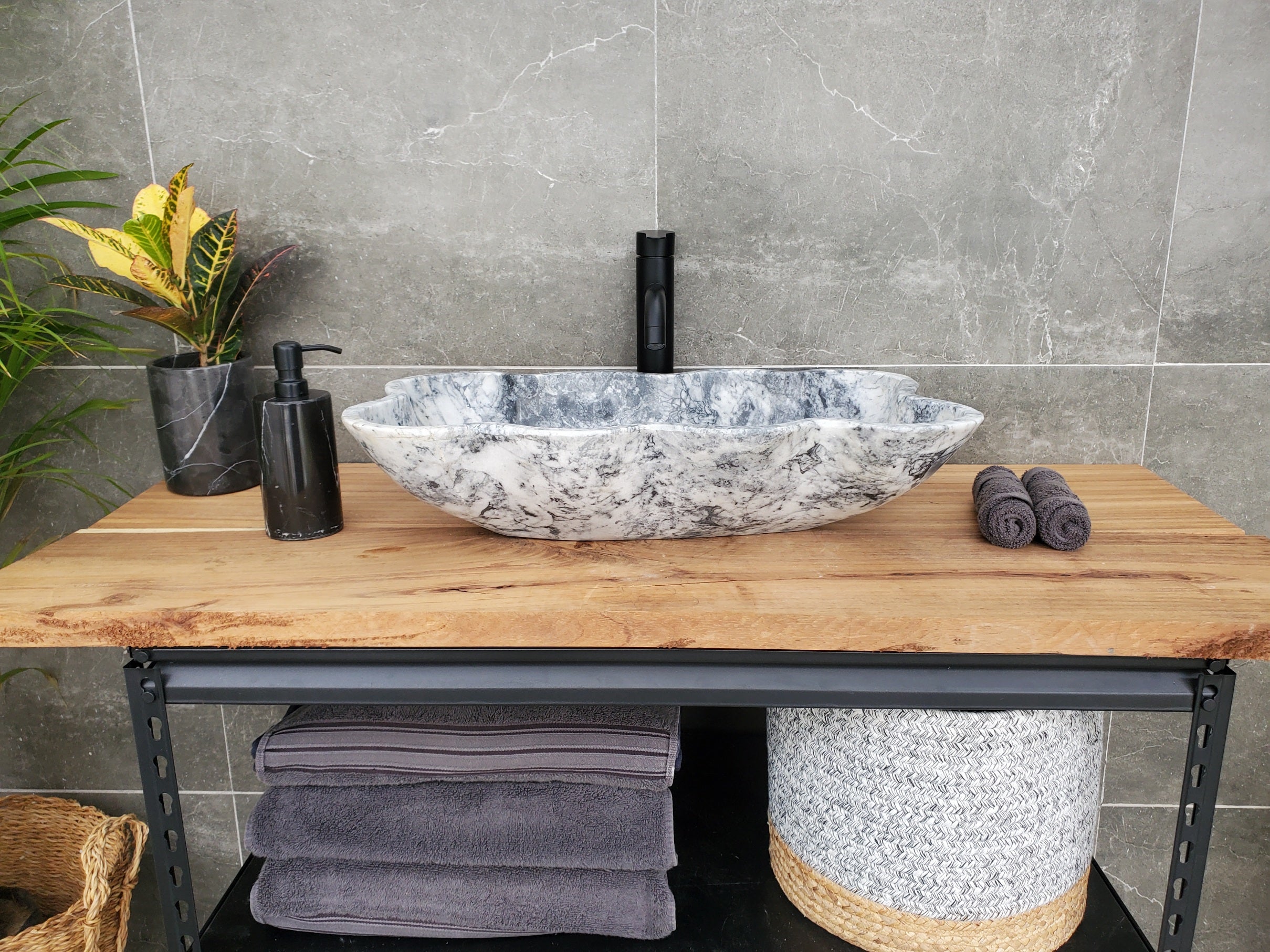 S32_06 Marble Vessel Bathroom Sink