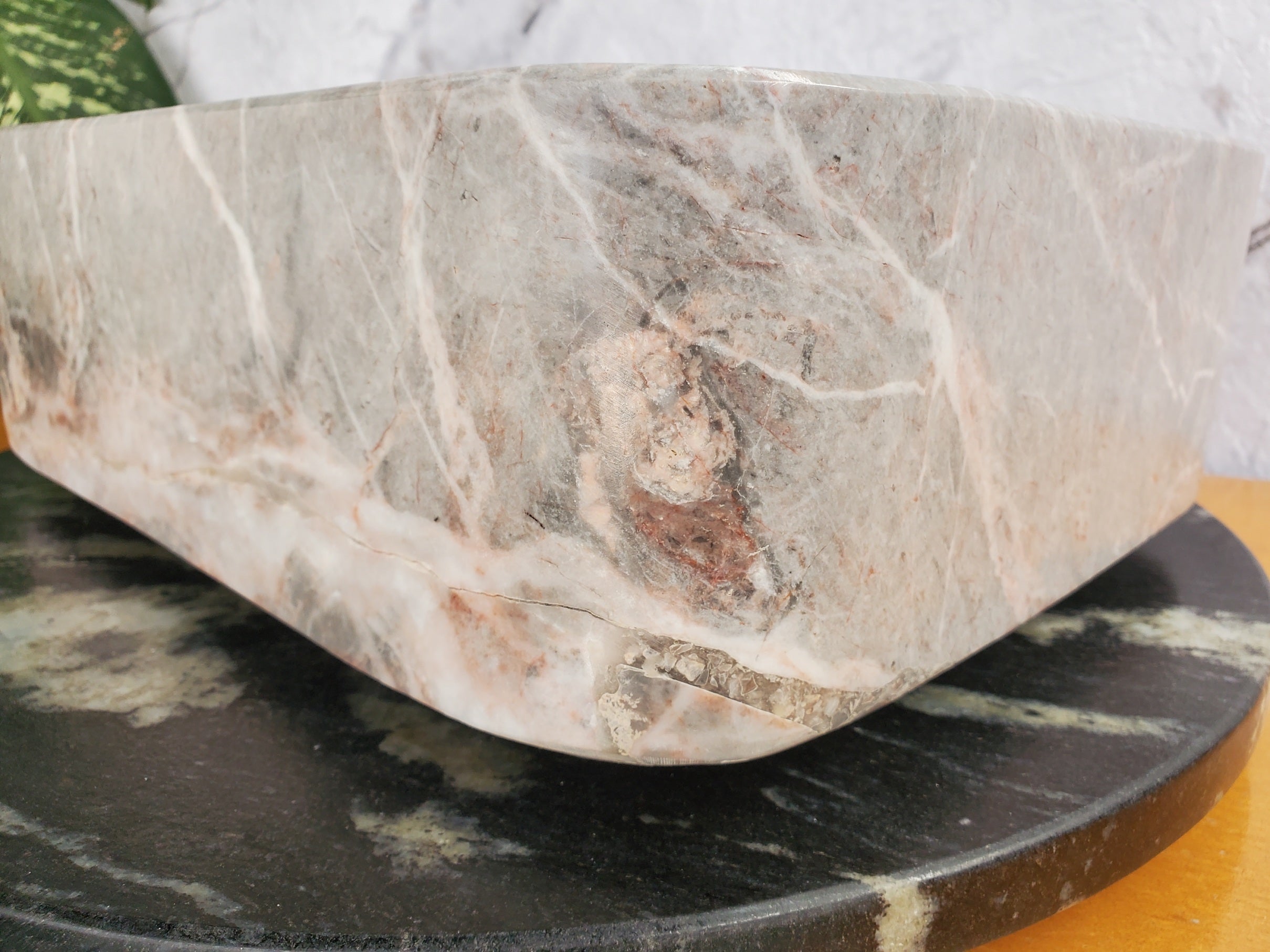 S36_02 Gray Marble Vessel Sink – Rectangular Natural Stone Countertop Sink, 16x12 Inch Bathroom Sinks Featured Marble Sinks Sinks