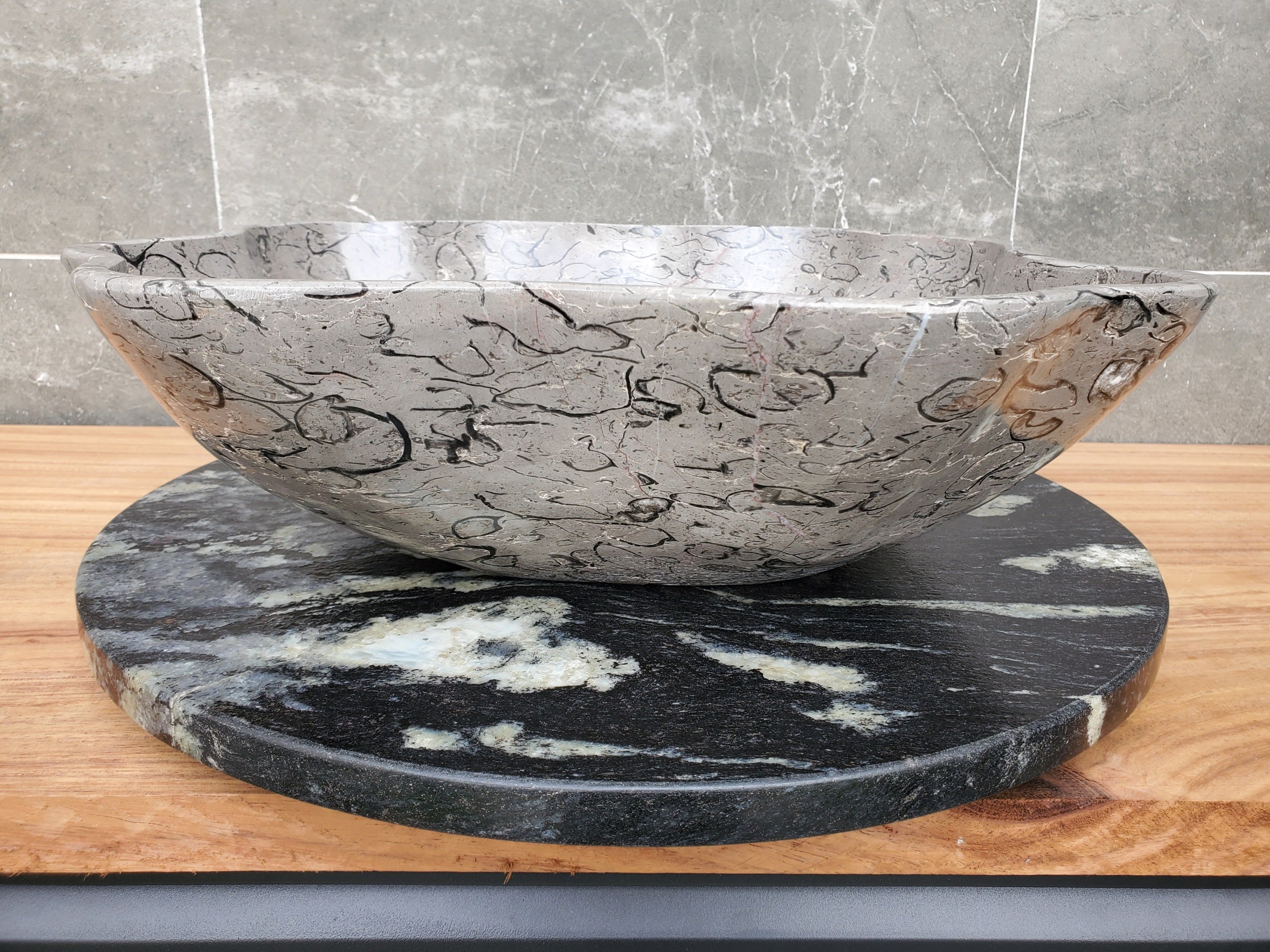 S32_18 Marble Vessel Bathroom Sink - 17 x 16.5 inch