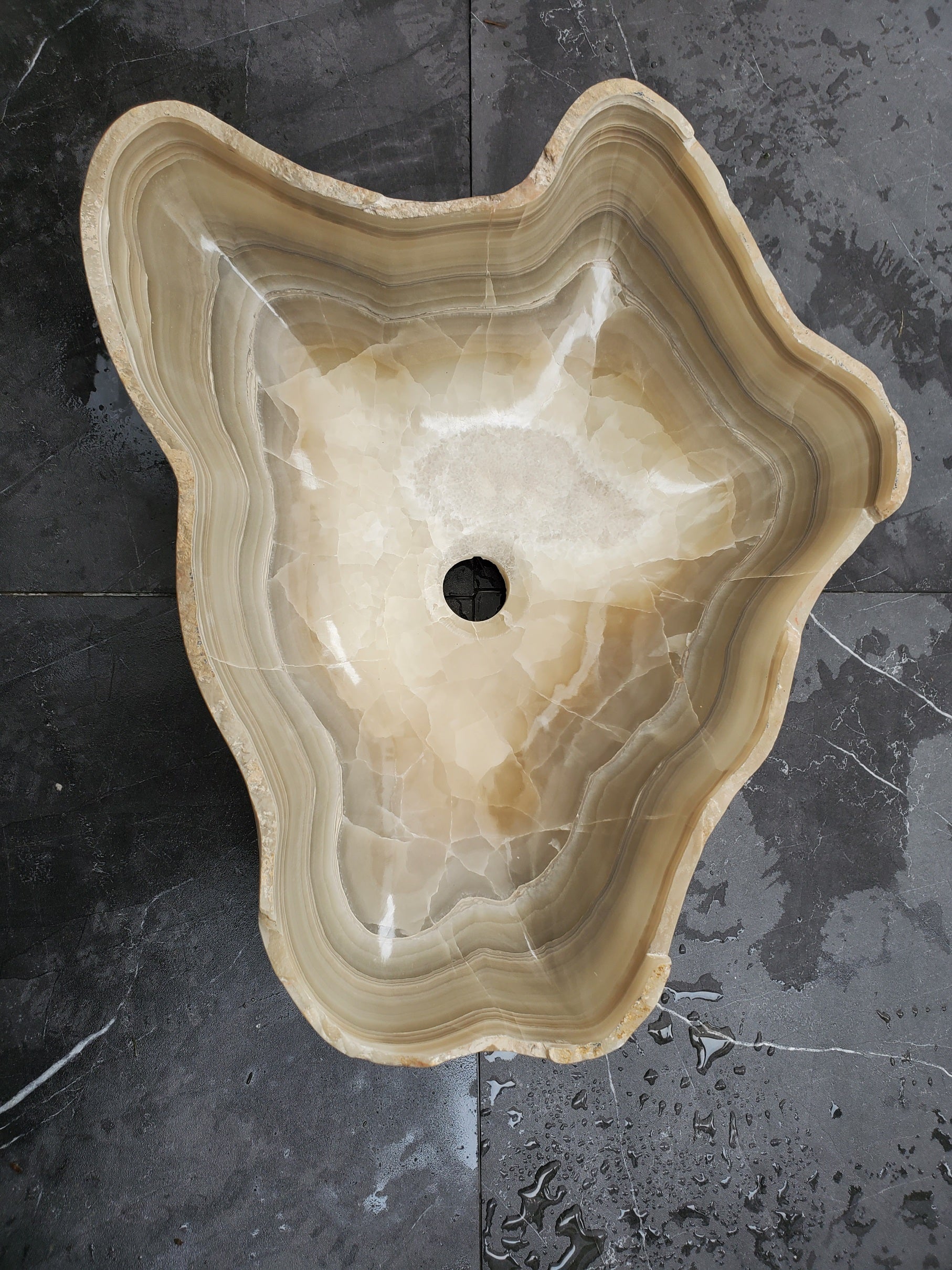 S32_09 Onyx Stone Vessel Bathroom Sink - 19.5 x 16 inch